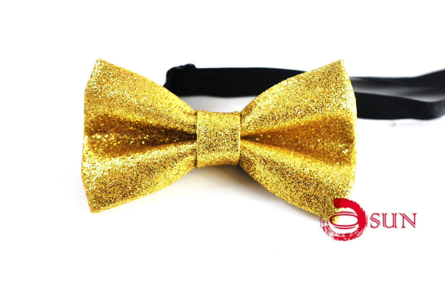 Gold Shining Faux Leather Bow tie Bowtie and Tan Brown Elastic Suspenders Braces for Men / Youth / Boy Kids / Baby Infant Toddler