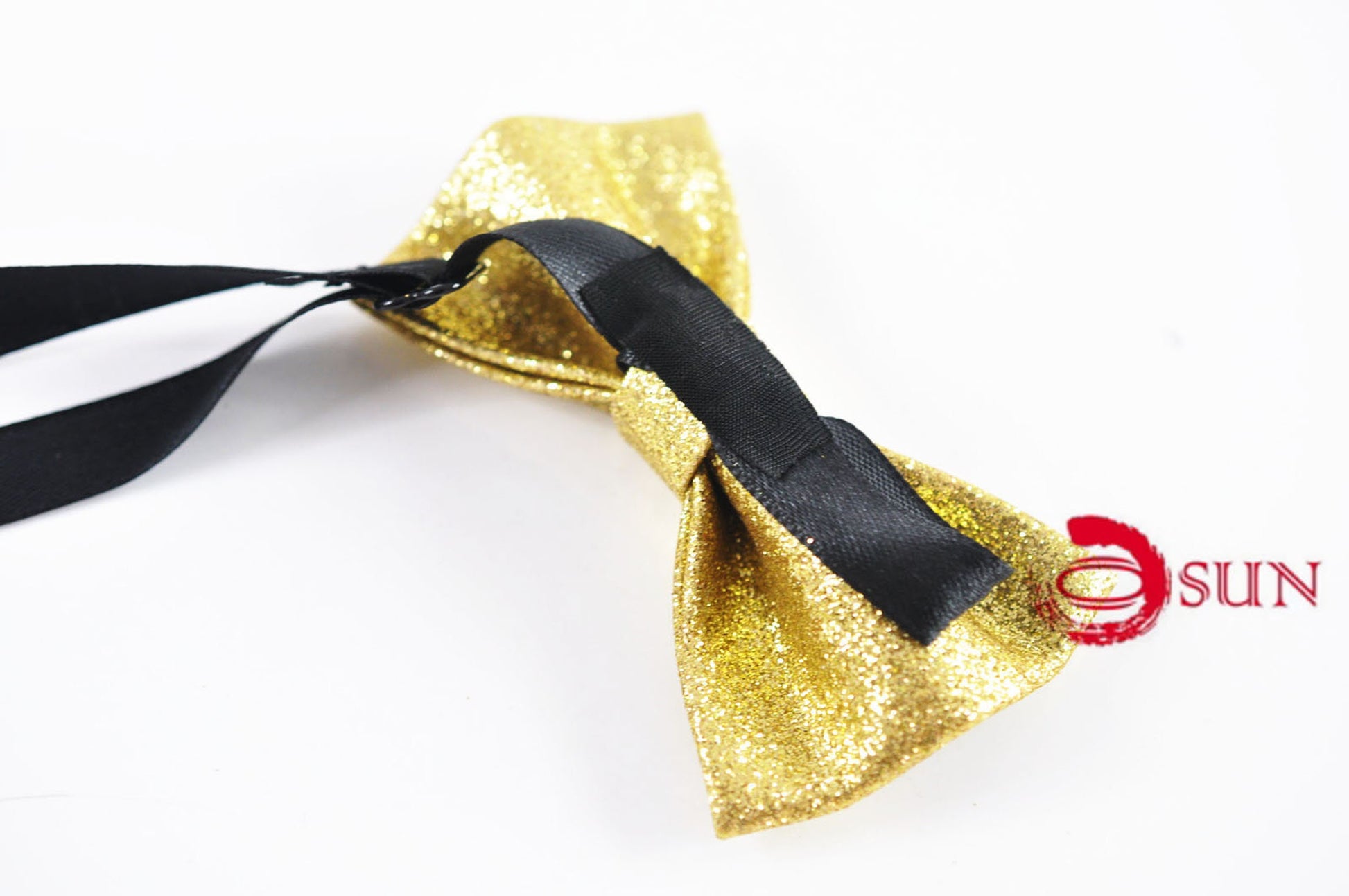 Gold Shining Faux Leather Bow tie Bowtie and Tan Brown Elastic Suspenders Braces for Men / Youth / Boy Kids / Baby Infant Toddler