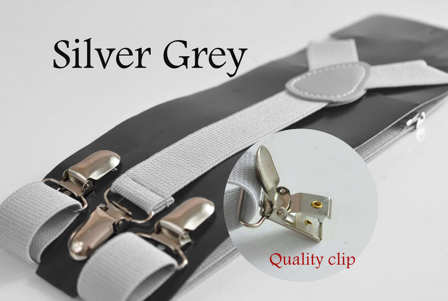 Silver Light Grey Grey Dark Gray 25MM Elastic Y-Back Suspenders Braces for Men Adult / Youth Teenage / Kids Boy /Toddler Baby Infant