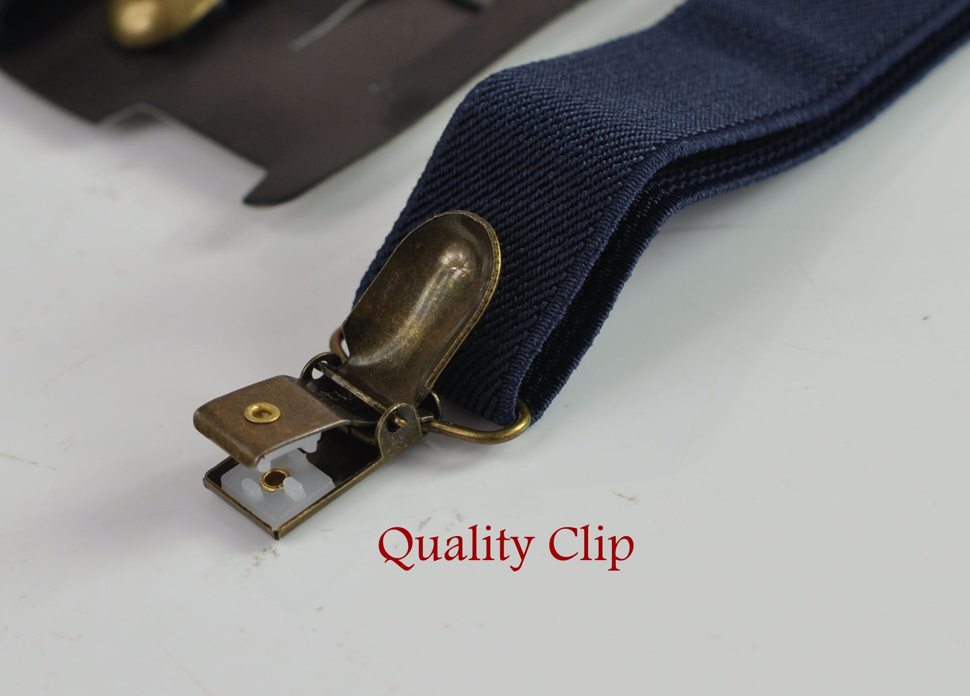 Navy Blue Dark Blue 25MM Elastic Y-Back Suspenders Braces Bronze Metal Clips for Men Adult / Youth Teenage / Kids Boy /Toddler Baby Infant