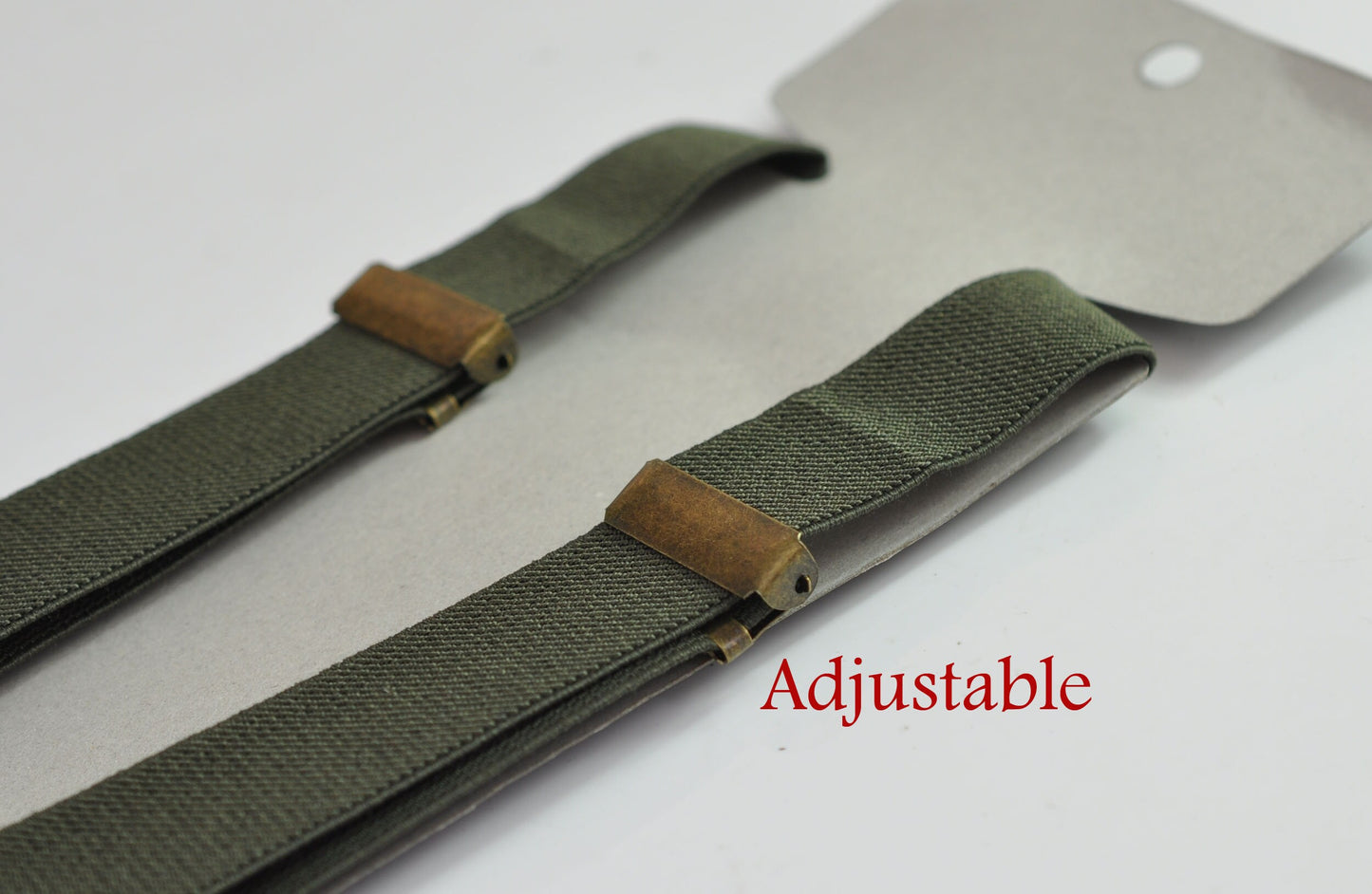 Olive Green Army Green 25MM Elastic Y-Back Suspenders Braces Bronze Metal Clips for Men Adult / Youth Teenage/ Kids Boy /Toddler Baby Infant