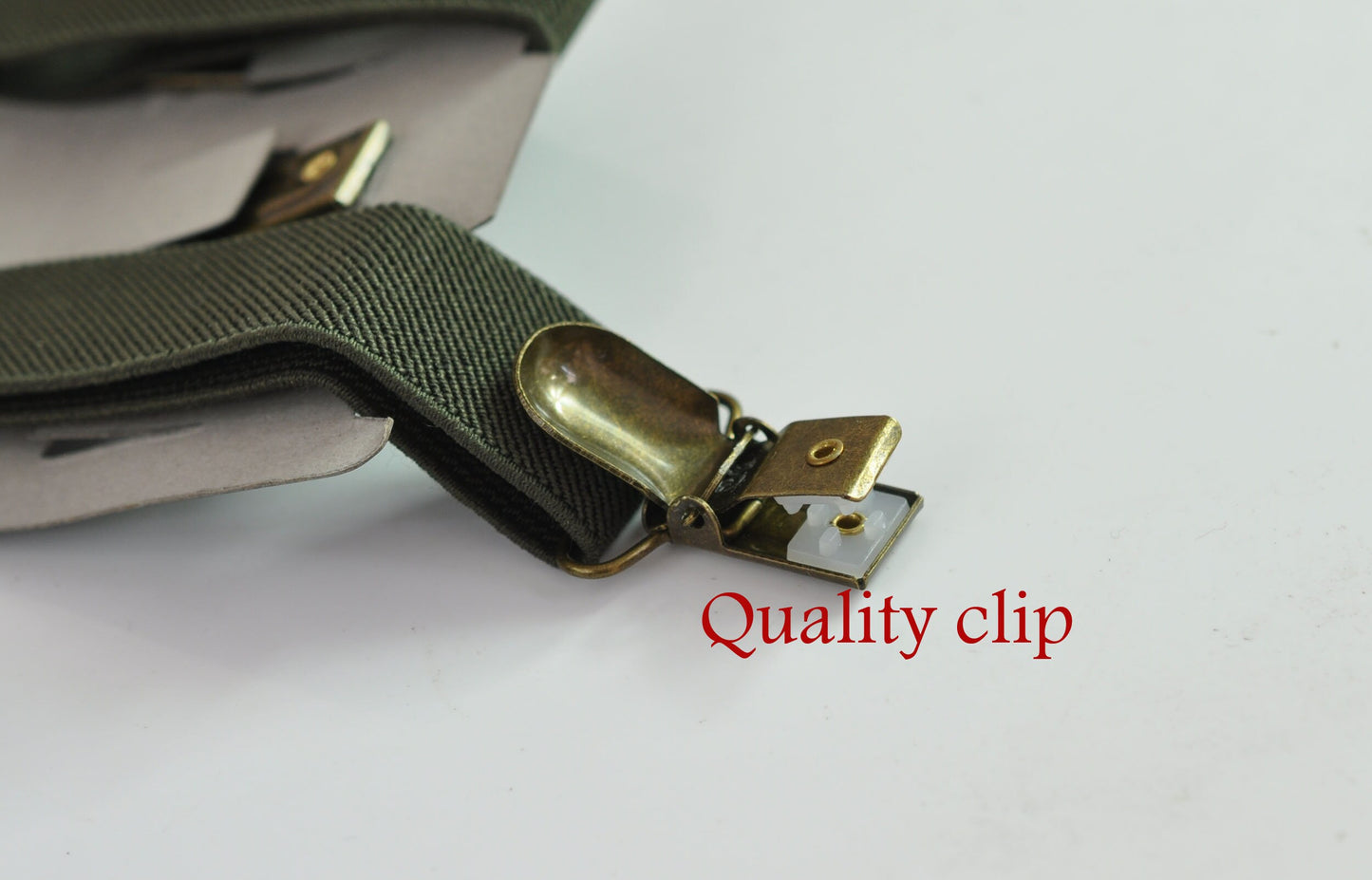 Olive Green Army Green 25MM Elastic Y-Back Suspenders Braces Bronze Metal Clips for Men Adult / Youth Teenage/ Kids Boy /Toddler Baby Infant