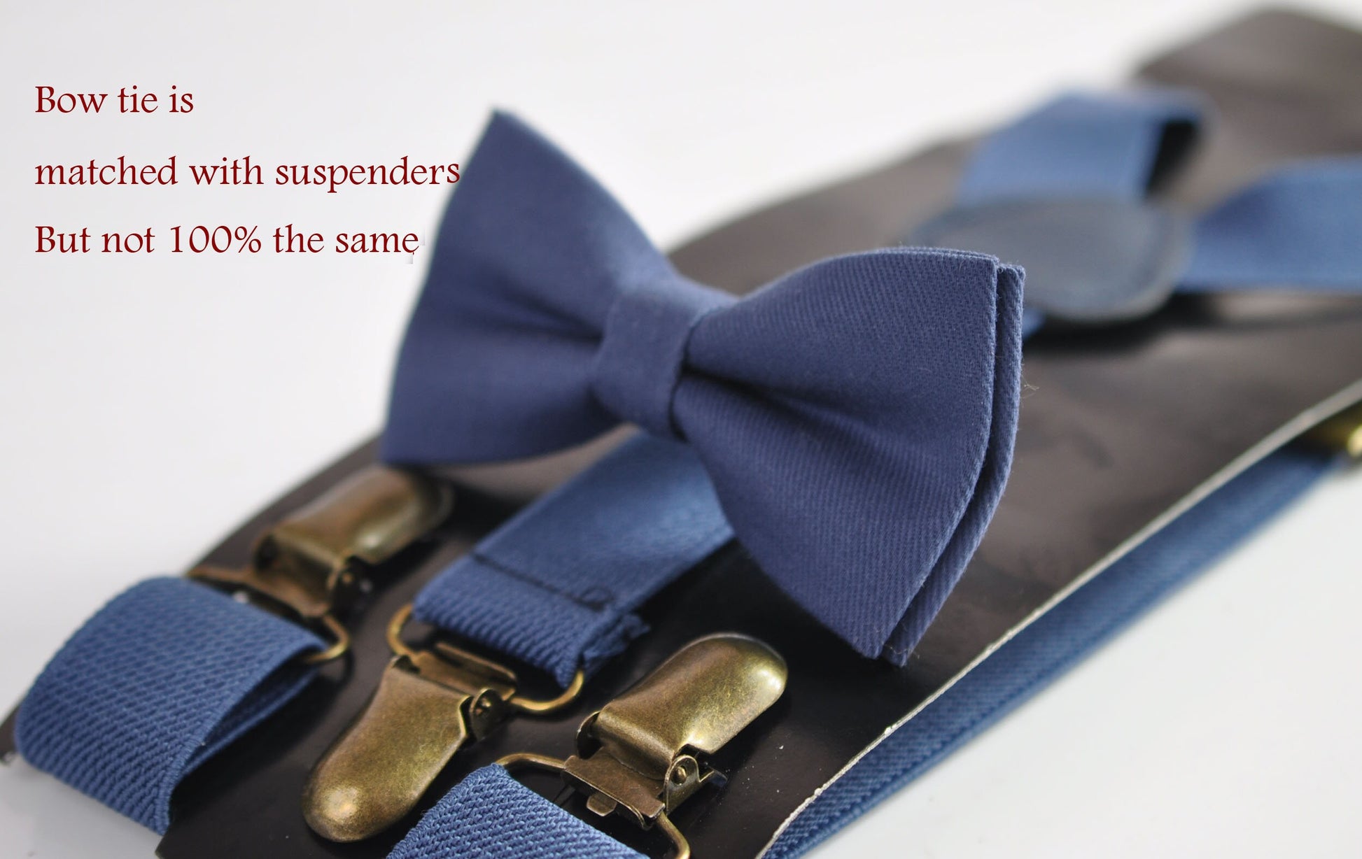 Sapphire Yale Steel Blue COTTON Bow tie + Matched Elastic Suspenders Braces for Baby infant Toddler/ Kids Boy / Youth Teenage / Men