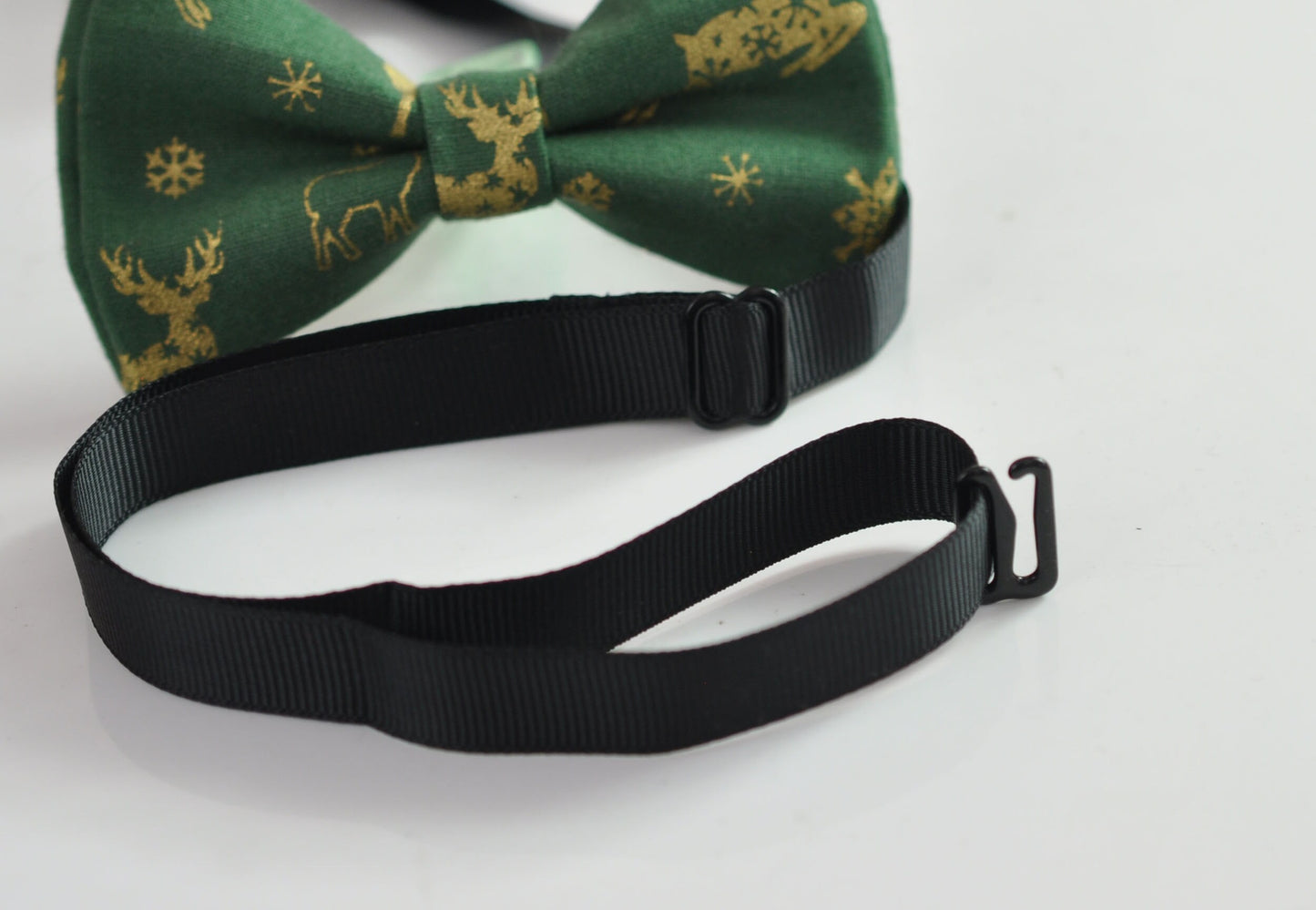 Xmas Christmas Elk Deer Elks Emerald Green Gold 100% Cotton Pretied Bow Tie for Men Adult / Youth Teenage / Boy Kids / Baby Infant Toddler