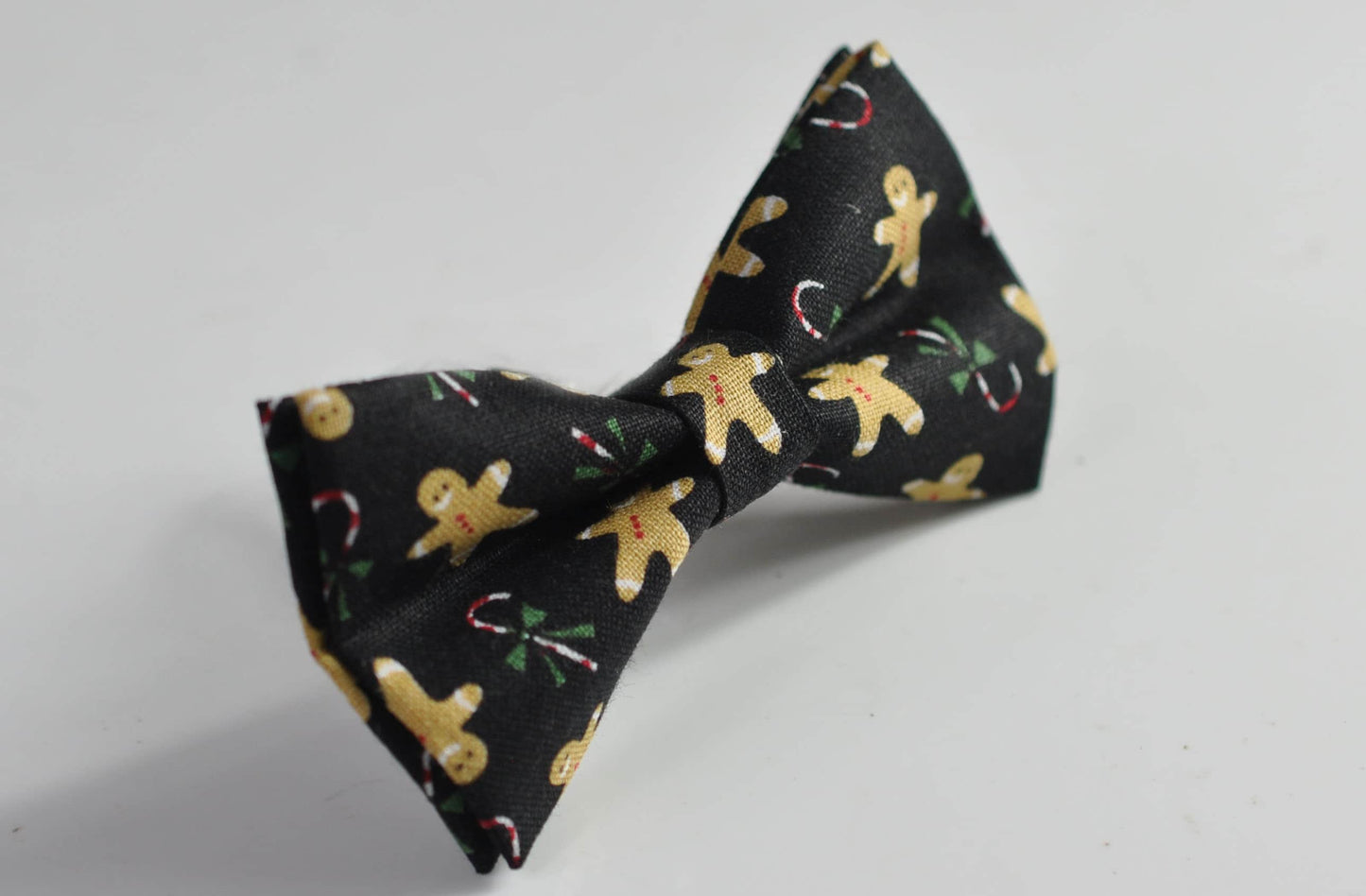 Gingerbread Men Christmas Xmas Cotton Black Bow tie + Tan Brown Elastic Suspenders Braces for Men / Youth / Boys Kids / Baby Infant Toddler