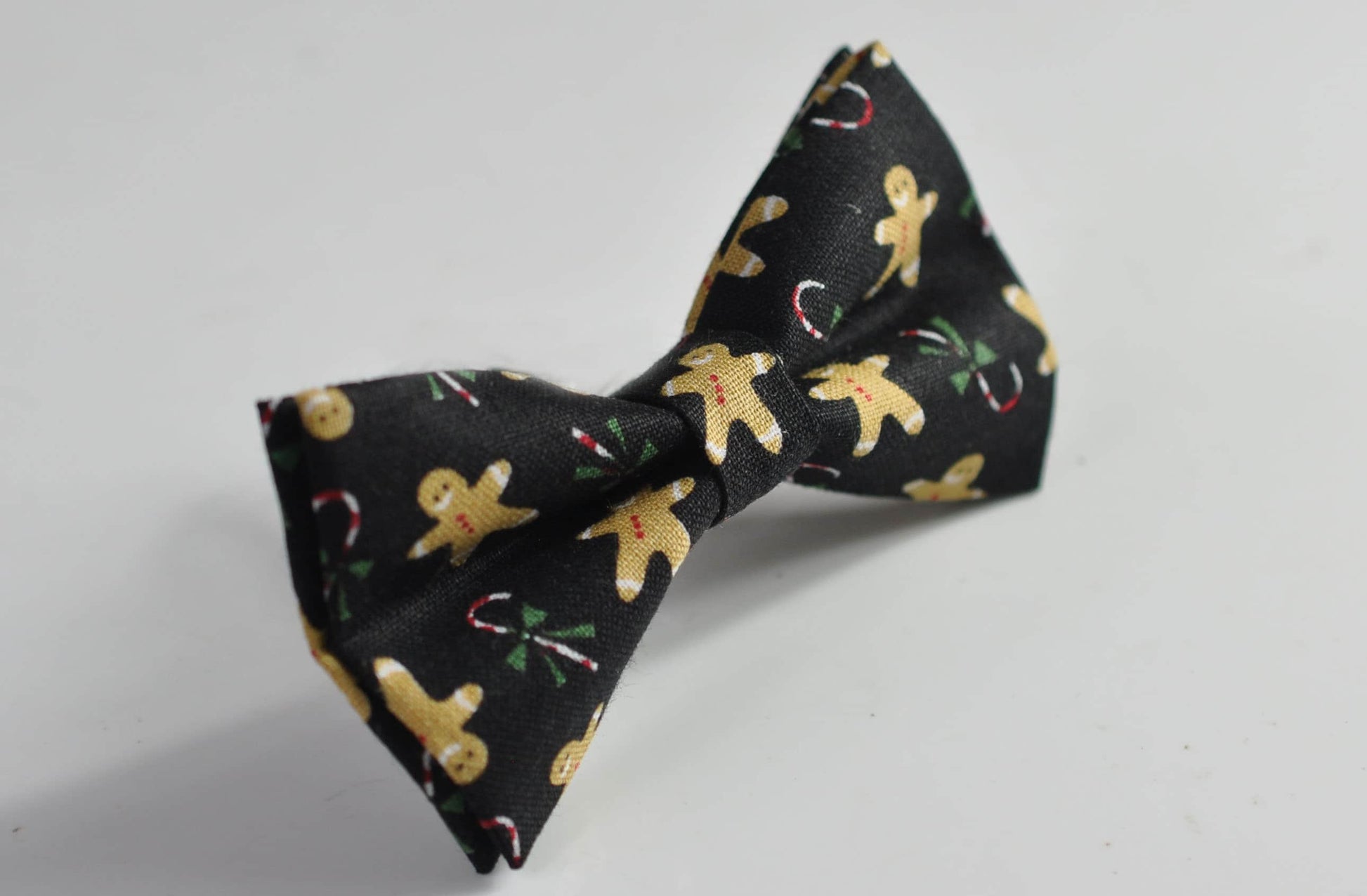 Gingerbread Men Christmas Xmas Cotton Black Bow tie + Tan Brown Elastic Suspenders Braces for Men / Youth / Boys Kids / Baby Infant Toddler
