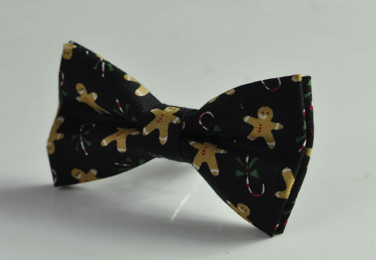 Gingerbread Men Christmas Xmas Cotton Black Bow tie + Tan Brown Elastic Suspenders Braces for Men / Youth / Boys Kids / Baby Infant Toddler