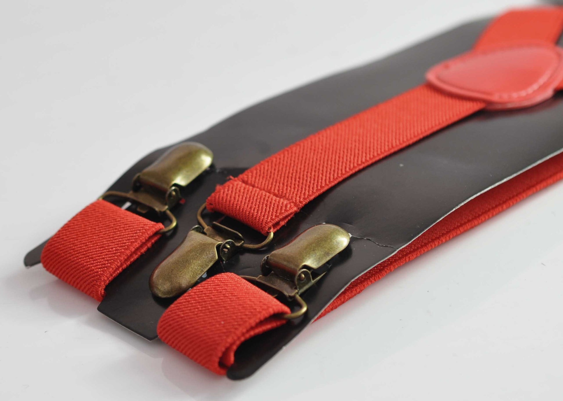 Xmas Christmas Elk Deer Red Gold Cotton Leather Bow tie + Red Elastic Suspenders Braces for Men / Youth / Boys Kids / Baby Infant Toddler