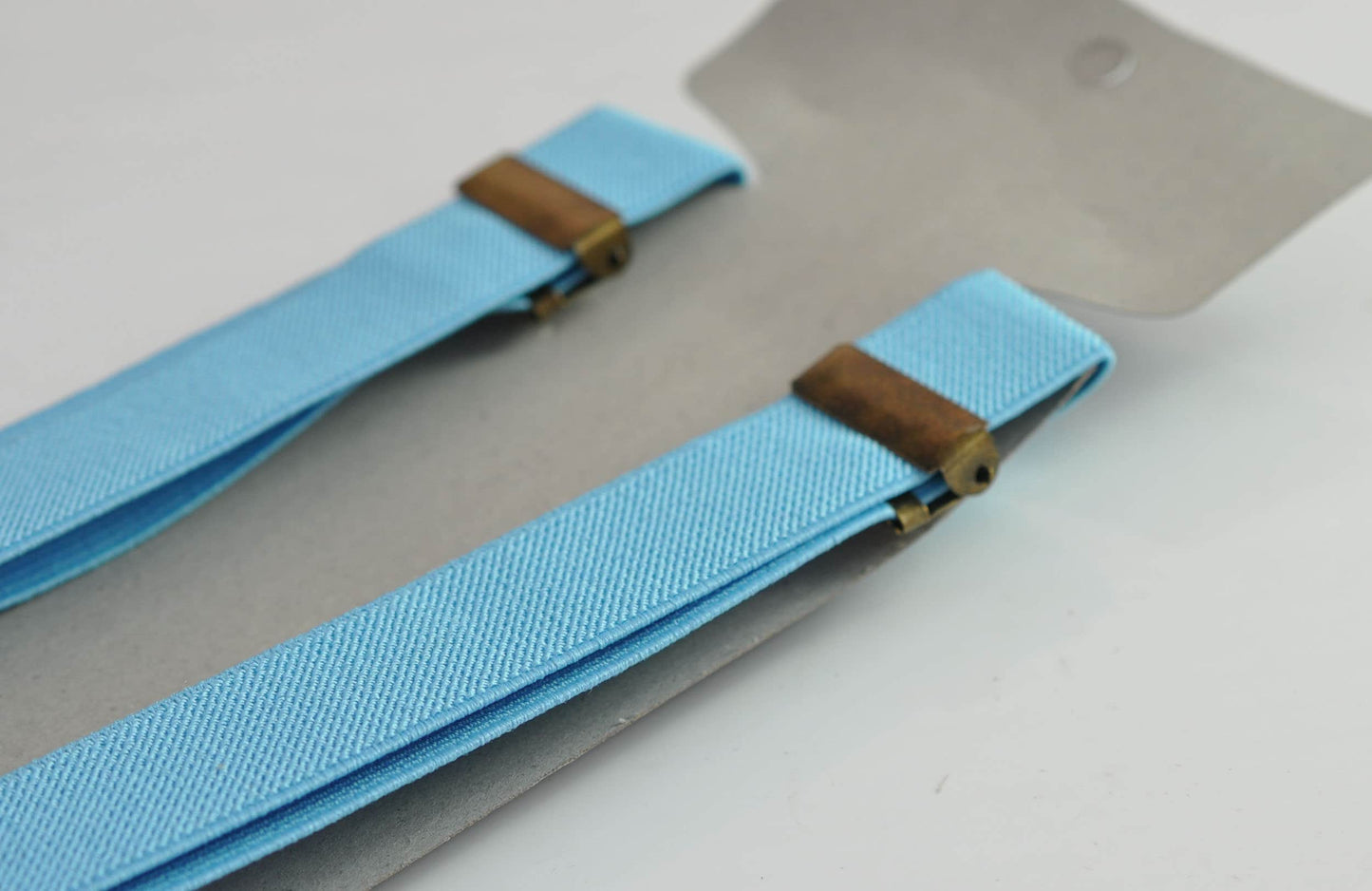 Light Blue Baby Blue 25MM Elastic Y-Back Suspenders Braces Bronze Metal Clips Men Adult / Youth Teenage/ Kids Boy /Toddler Baby Infant
