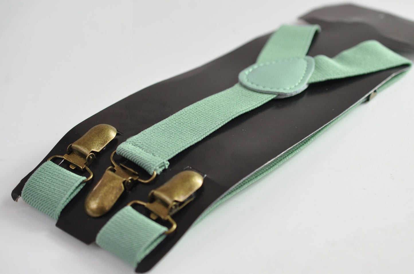 Sage Green 25MM Elastic Y-Back Suspenders Braces Bronze Metal Clips for Men Adult / Youth / Kids Boy /Toddler Baby Infant