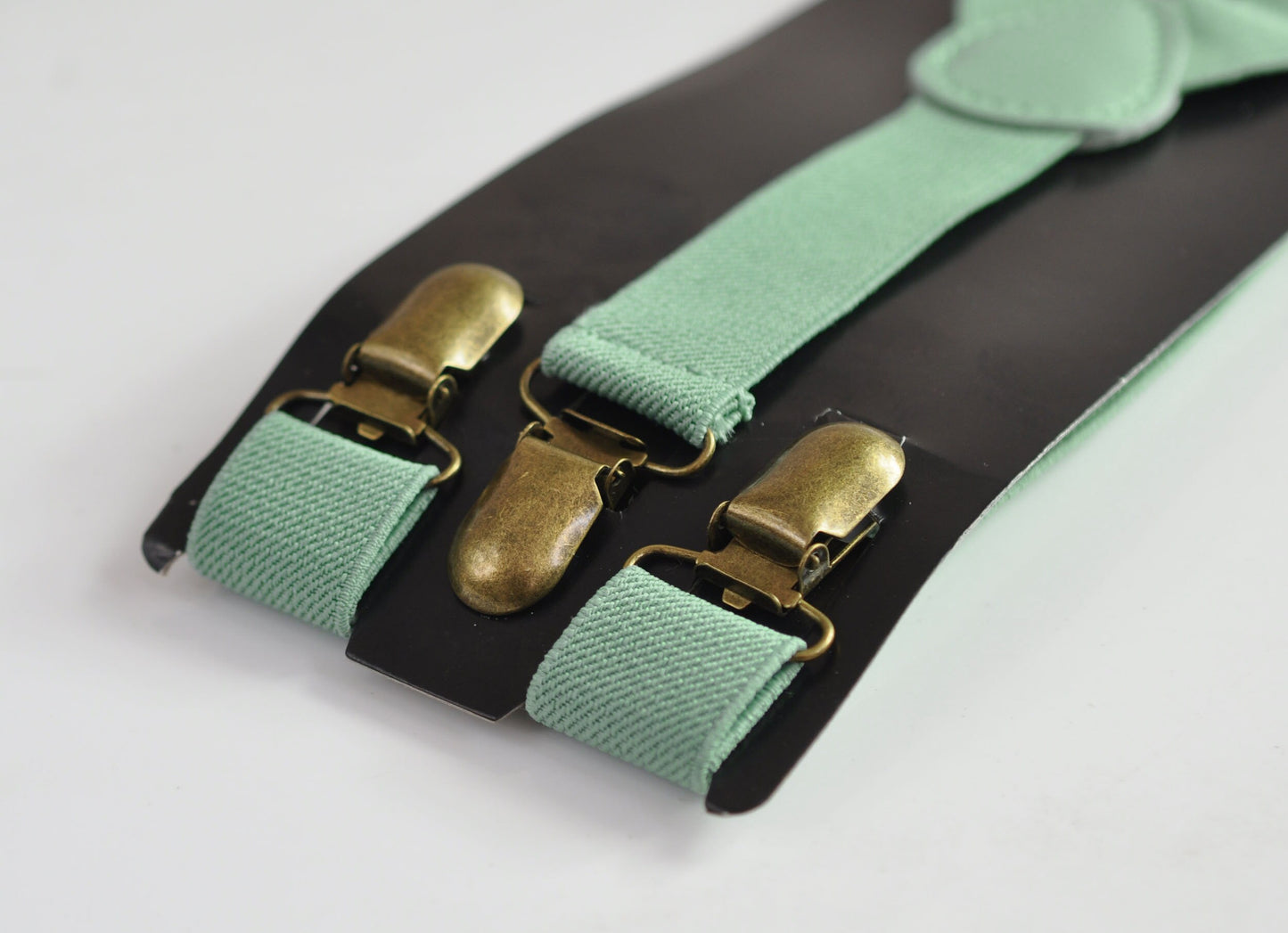 Sage Green 25MM Elastic Y-Back Suspenders Braces Bronze Metal Clips for Men Adult / Youth / Kids Boy /Toddler Baby Infant