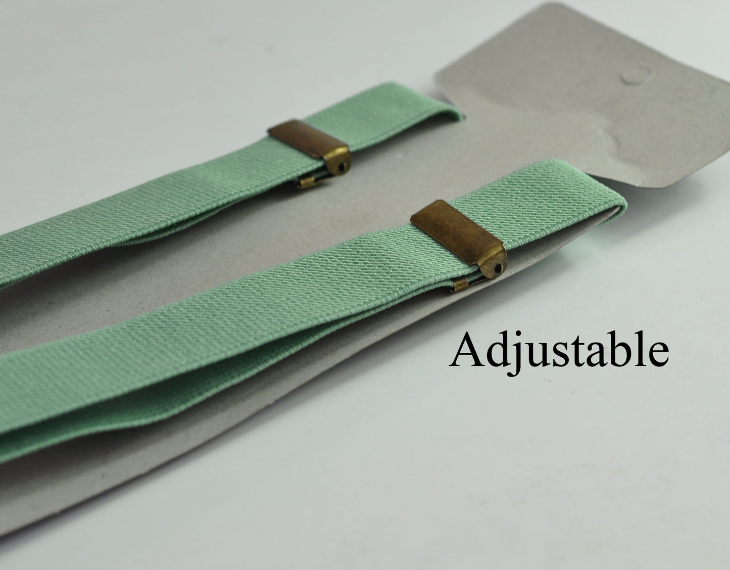 Sage Green 25MM Elastic Y-Back Suspenders Braces Bronze Metal Clips for Men Adult / Youth / Kids Boy /Toddler Baby Infant