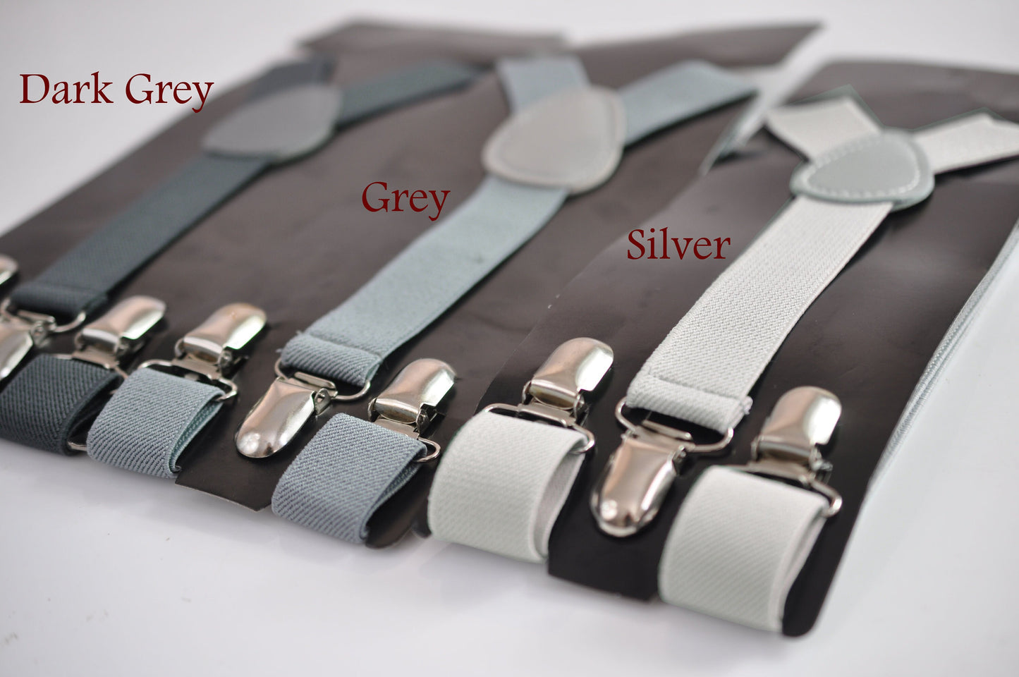 Silver Light Grey Grey Dark Gray 25MM Elastic Y-Back Suspenders Braces for Men Adult / Youth Teenage / Kids Boy /Toddler Baby Infant