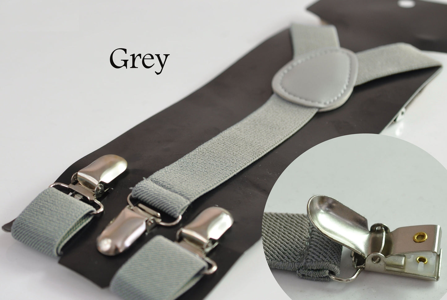 Silver Light Grey Grey Dark Gray 25MM Elastic Y-Back Suspenders Braces for Men Adult / Youth Teenage / Kids Boy /Toddler Baby Infant