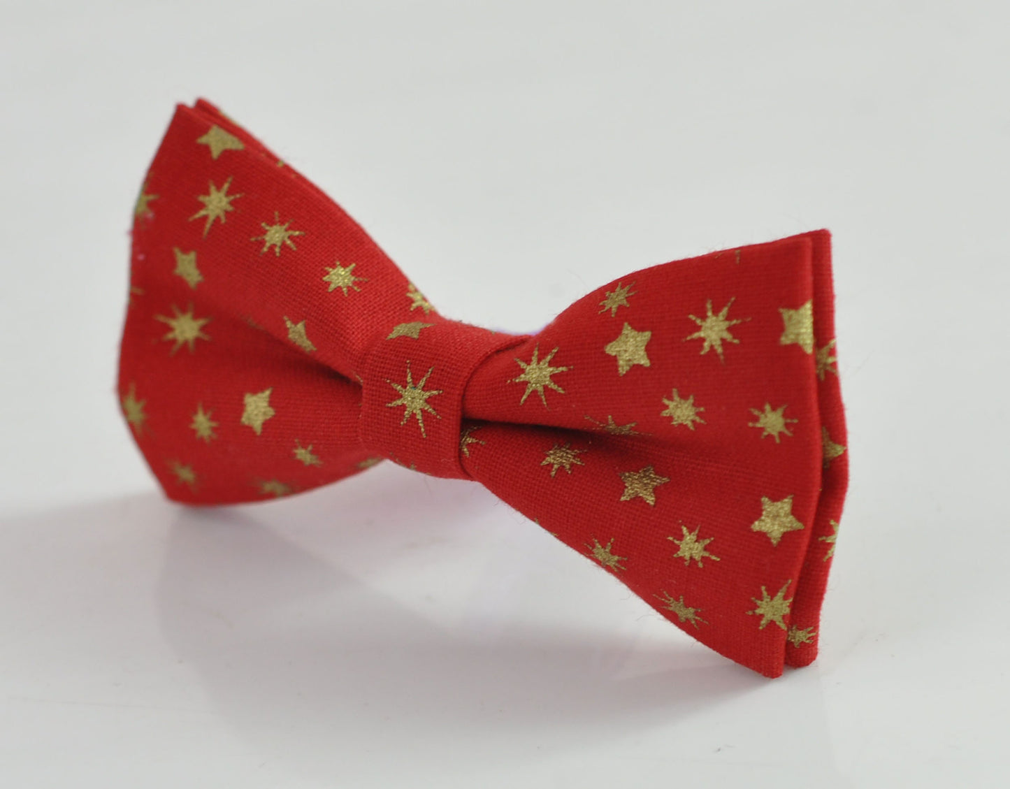 Xmas Christmas Gold Snowflake Stars Red 100% Cotton Pretied Bow Tie for Men Adult / Youth / Boy Kids / Baby Infant Toddler