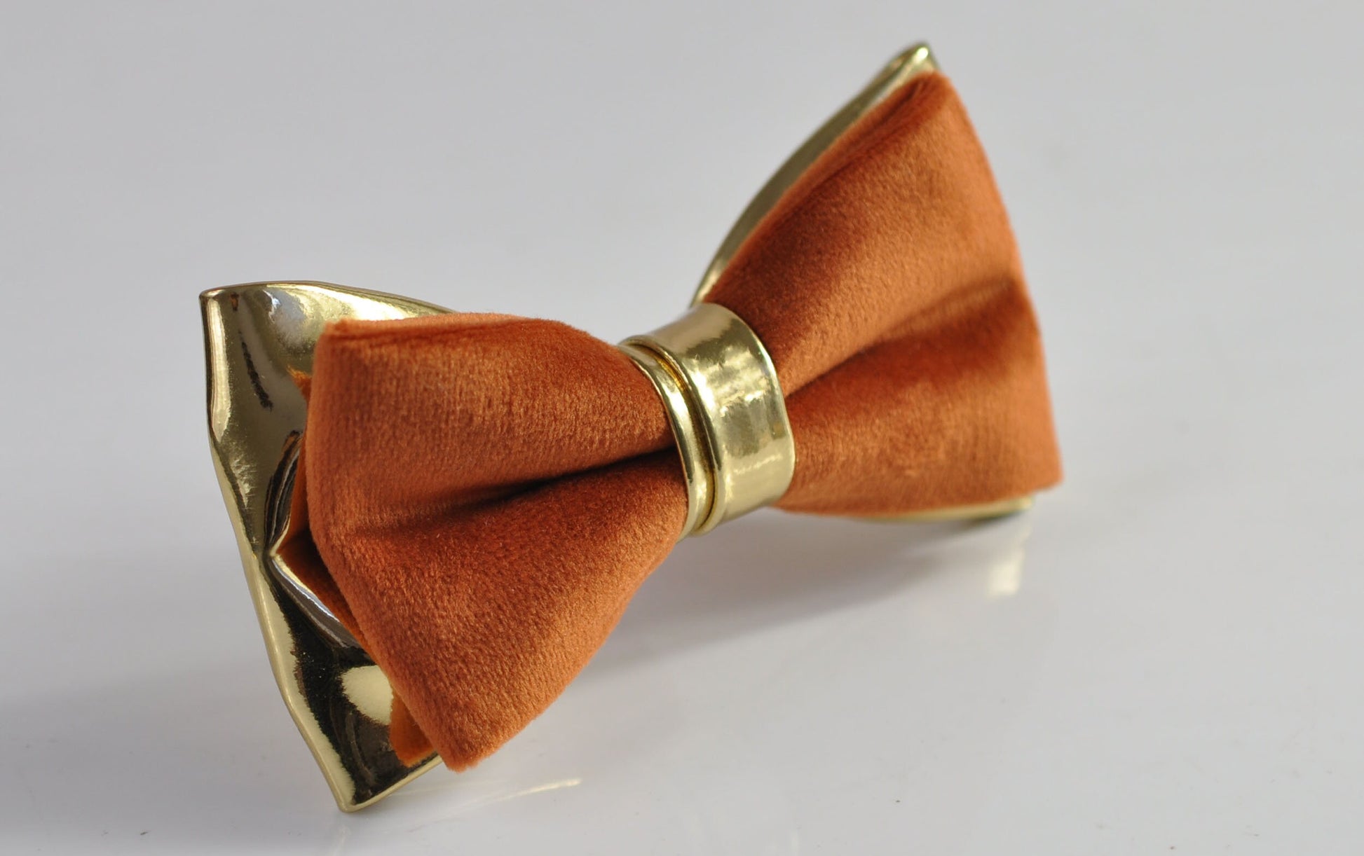 Rusty Rust Brown Velvet Gold Leather Bow tie + Tan Brown Elastic Suspenders Braces for Men / Youth / Boys Kids / Baby Infant Toddler