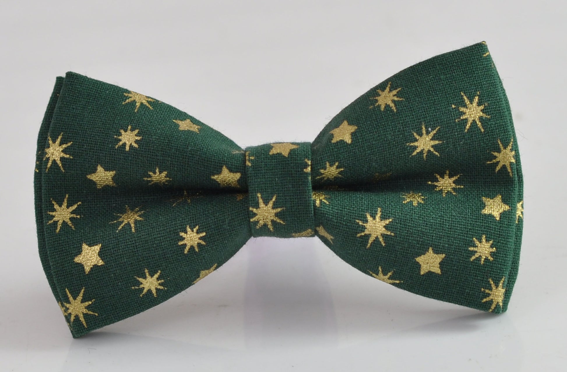 Xmas Christmas Gold Snowflake Stars Green Bow tie + Tan Brown Elastic Suspenders Braces for Men / Youth/ Boys Kids / Baby Infant Toddler