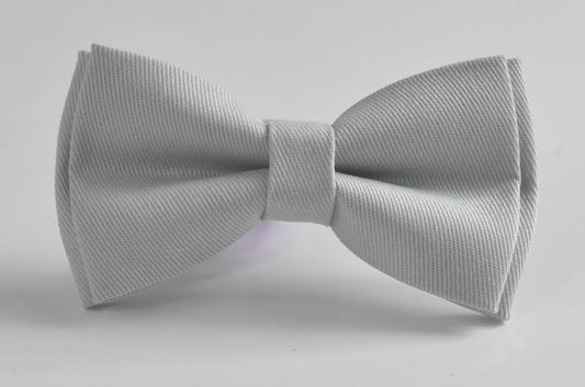 Silver Grey Light Gray Pretied Cotton Bow Tie Bowtie For Men Adult / Youth Teenage / Boy Kids / Infant Toddler Baby