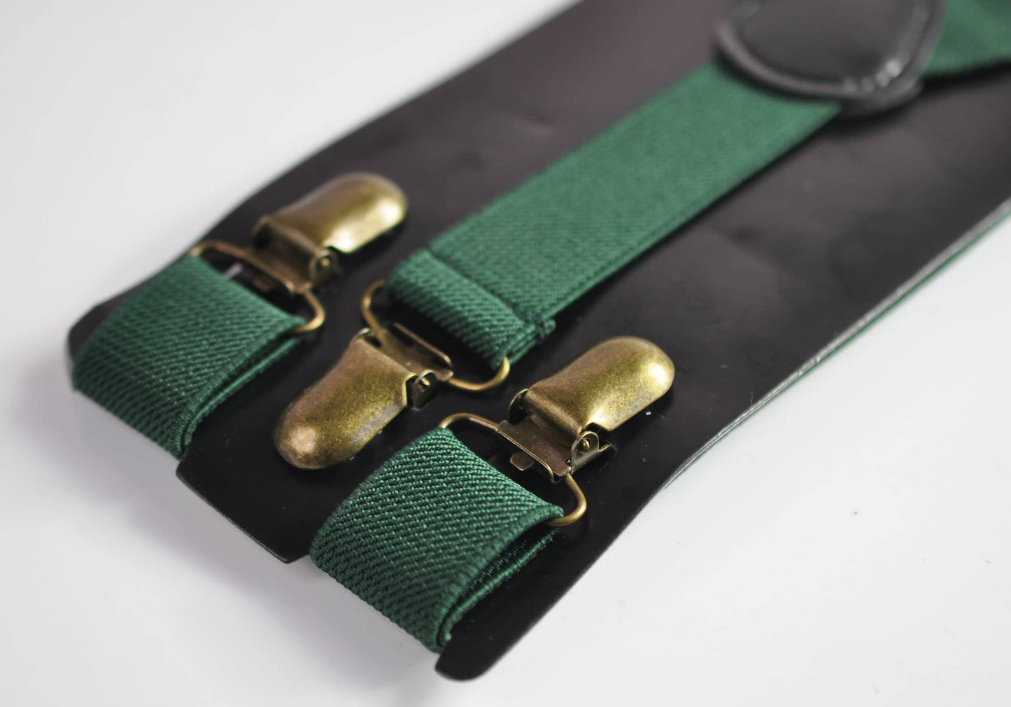 Emerald Green Velvet Rose Gold Faux Leather Bow tie + Matched Elastic Suspenders Braces for Men / Youth / Boys Kids / Baby Infant Toddler