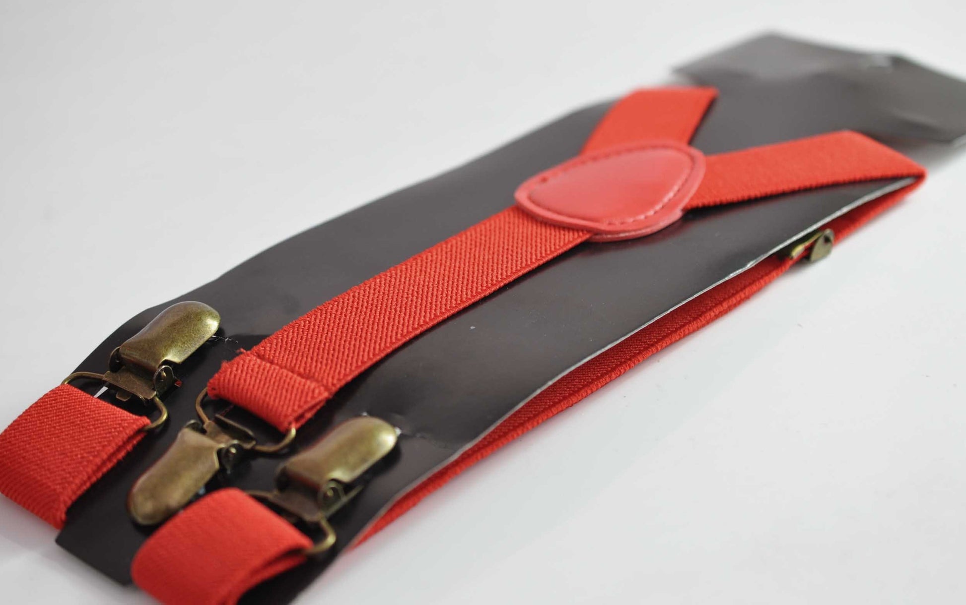 Xmas Christmas Elk Deer Red Gold Cotton Leather Bow tie + Red Elastic Suspenders Braces for Men / Youth / Boys Kids / Baby Infant Toddler