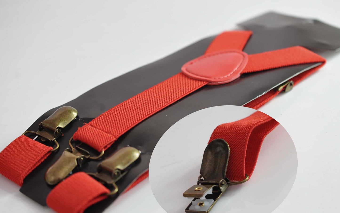 Xmas Christmas Elk Deer Red Gold Cotton Leather Bow tie + Red Elastic Suspenders Braces for Men / Youth / Boys Kids / Baby Infant Toddler