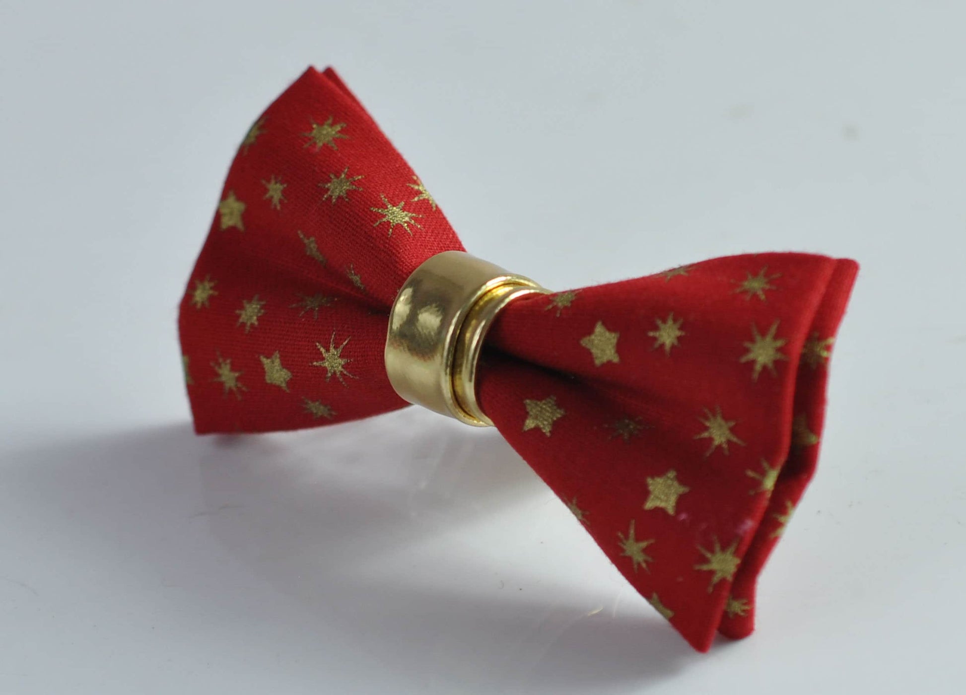 Xmas Christmas Snowflake Stars Gold Cotton Leather Bow tie + Red Elastic Suspenders Braces for Men / Youth / Boys Kids / Baby Toddler