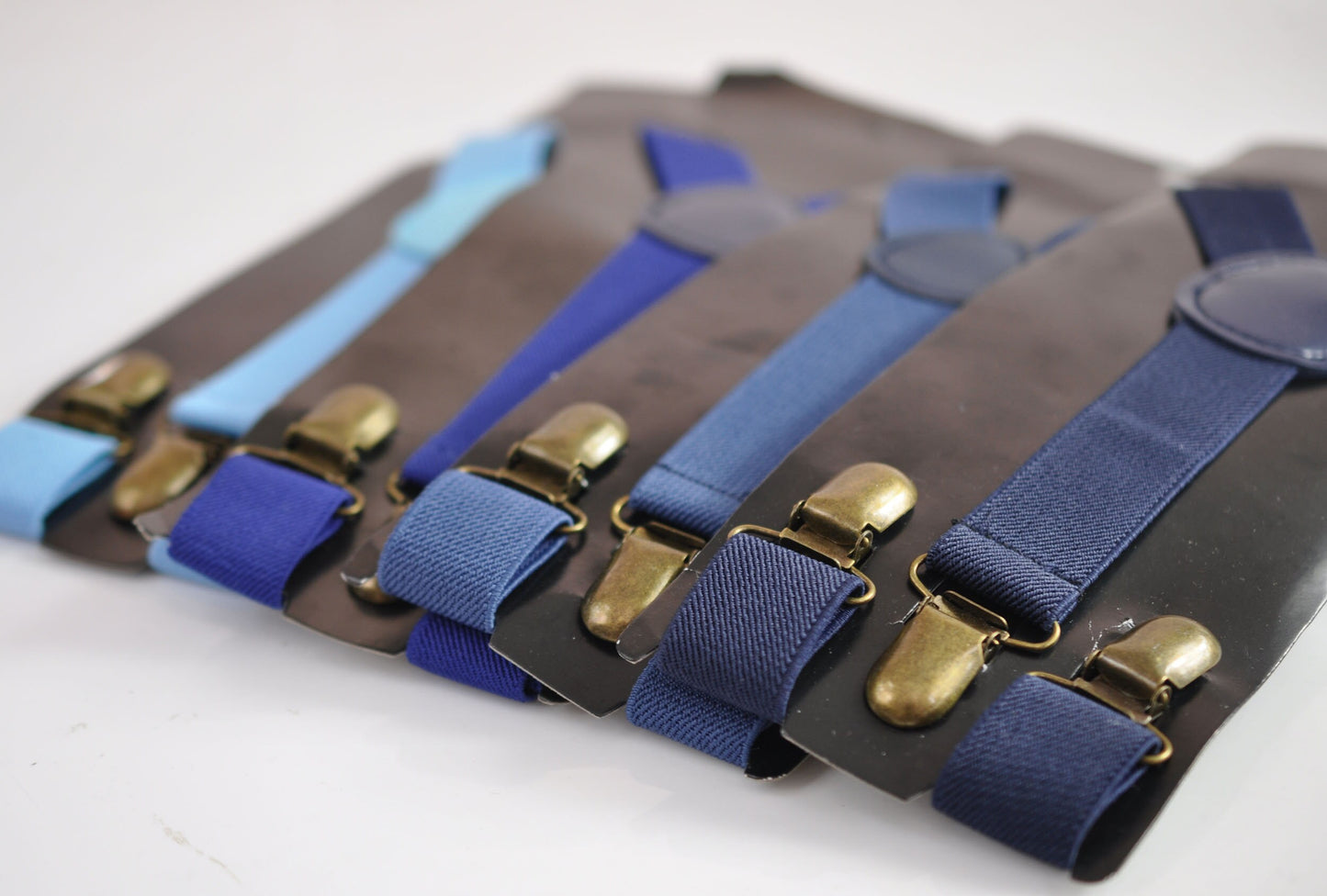 Light Blue Royal Steel Navy Blue 25MM Elastic Y-Back Suspenders Braces Bronze Clips for Men Adult / Youth / Kids Boy /Toddler Baby Infant