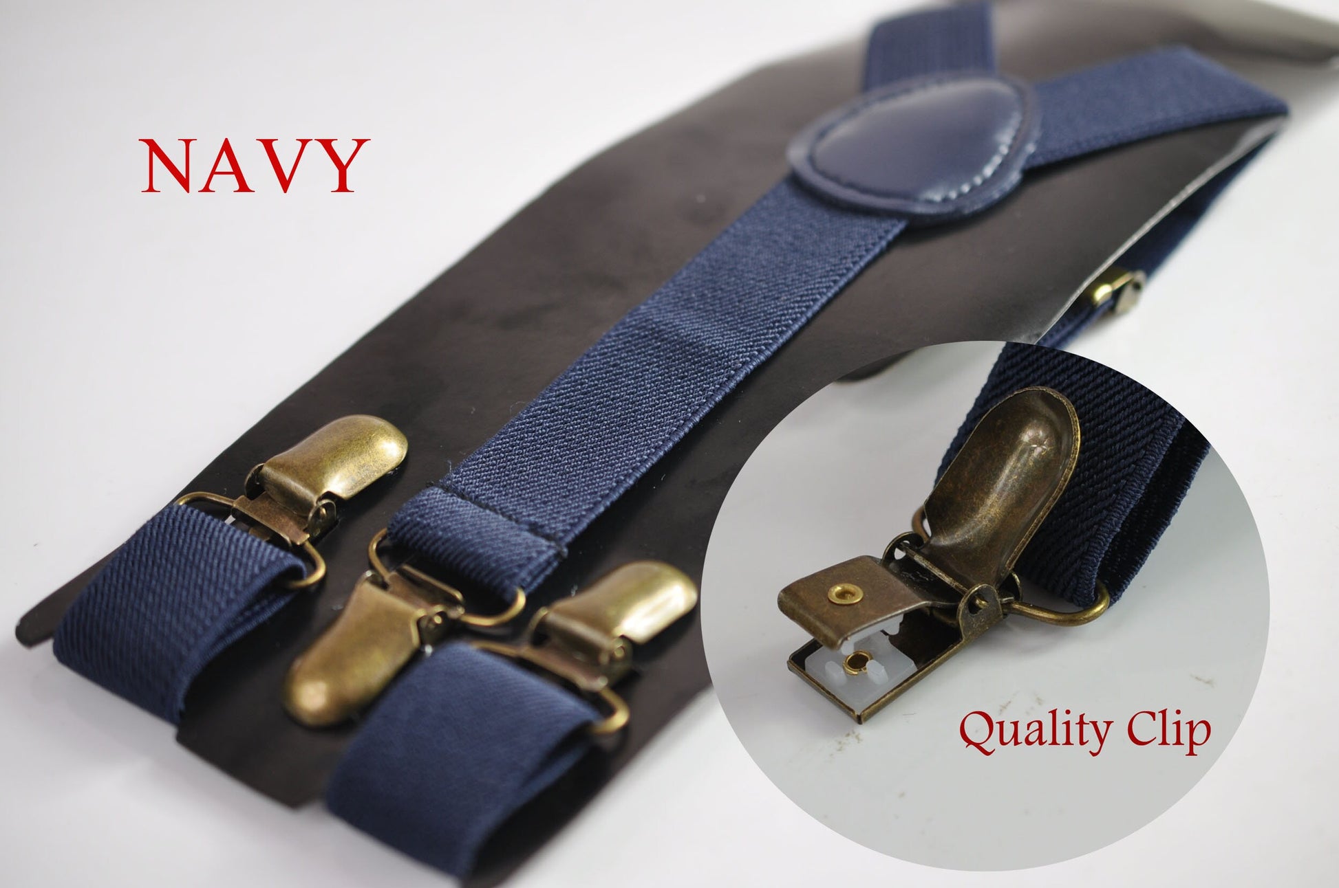 Light Blue Royal Steel Navy Blue 25MM Elastic Y-Back Suspenders Braces Bronze Clips for Men Adult / Youth / Kids Boy /Toddler Baby Infant