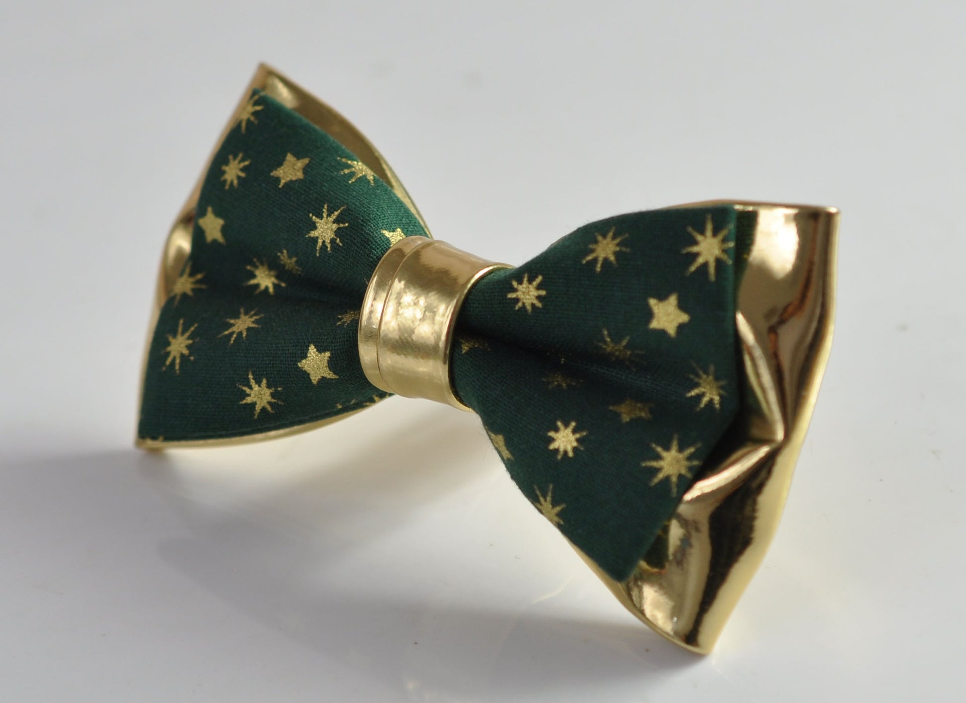Xmas Christmas Snowflake Stars Gold Cotton Leather Bow tie +Elastic Tan Leather Suspenders Braces for Men / Youth / Boys Kids / Baby Toddler