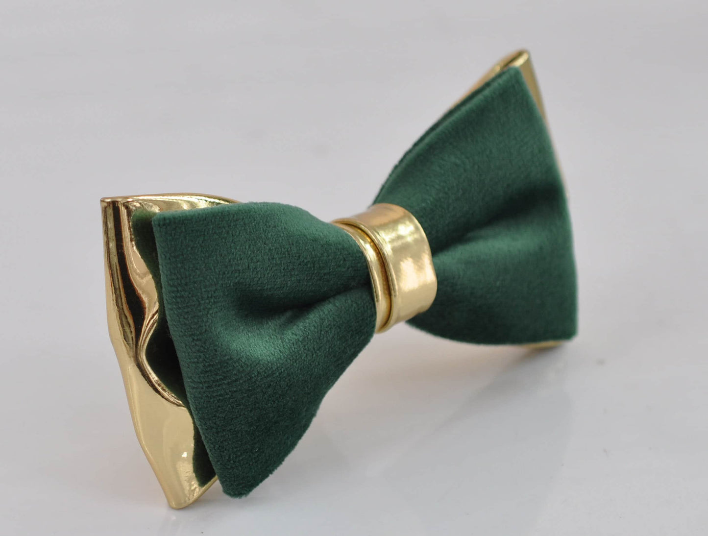 Emerald Green Hunter Green Velvet Gold Leather Bow tie + Green Elastic Suspenders Braces Men / Youth / Boys Kids / Baby Infant Toddler