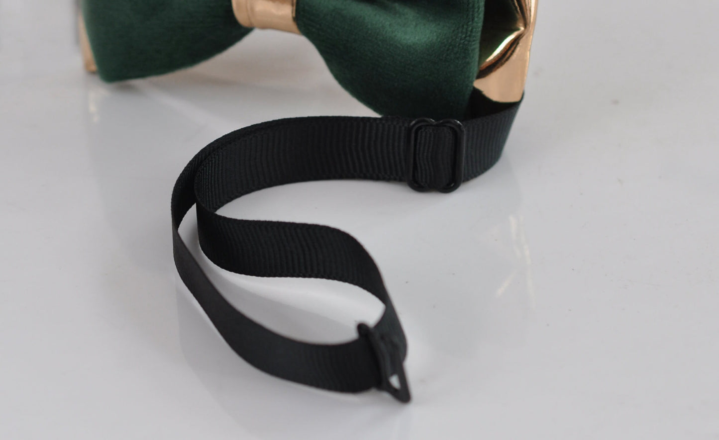 Emerald Green Hunter Velvet Rose Gold Leather Bow tie + Tan Brown Elastic Suspenders Braces Men / Youth / Boys Kids / Baby Infant Toddler