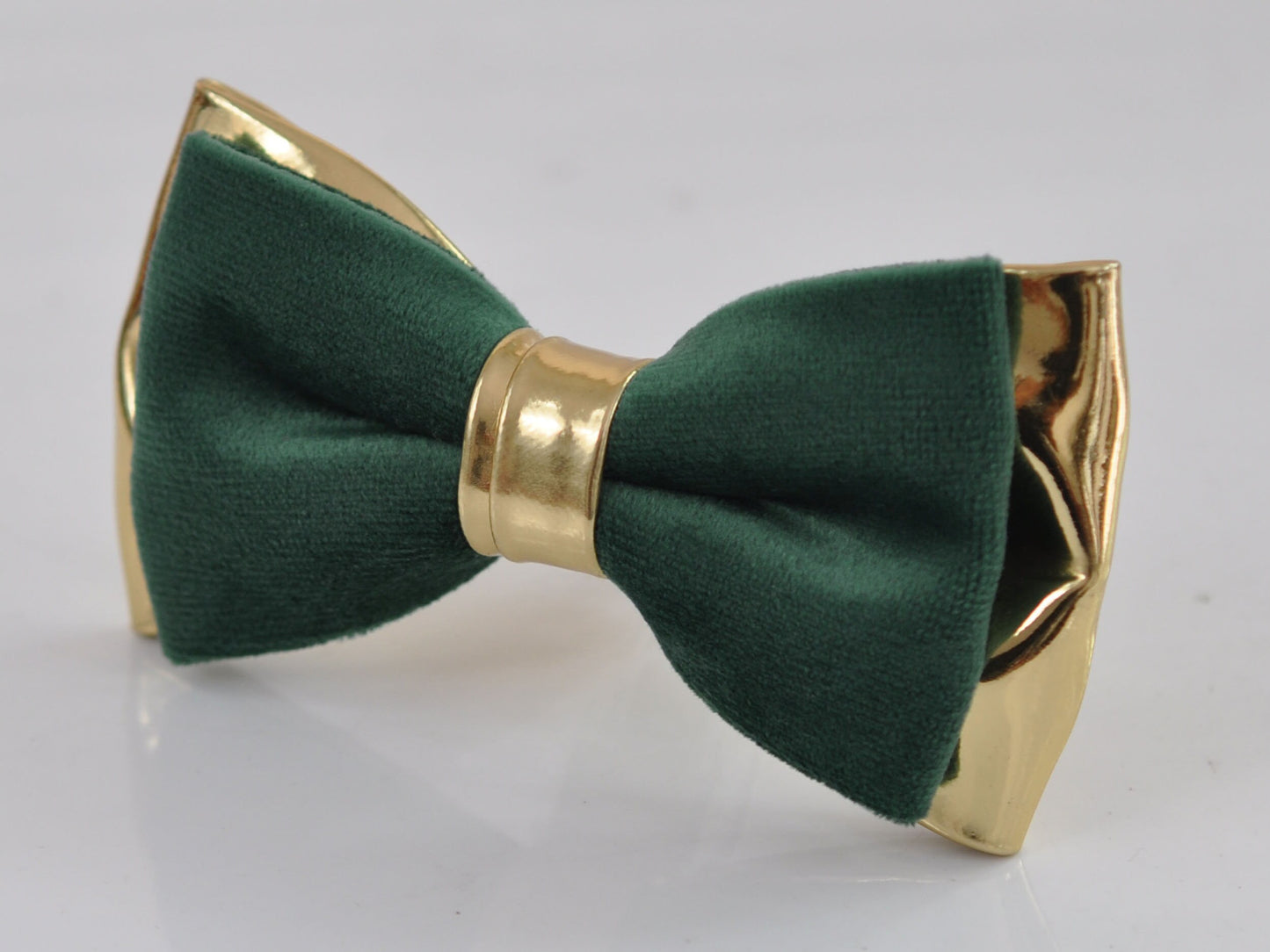 Emerald Green Velvet Gold Leather Bow tie Bowtie + pocket Square Hanky Handkerchief Wedding Men / Youth / Boys Kids / Baby Infant Toddler