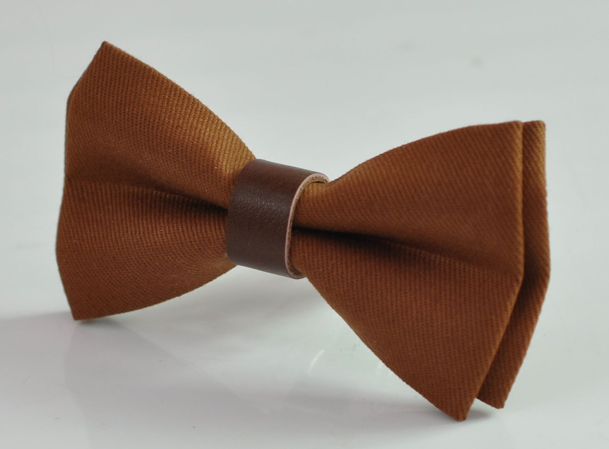 Tan Toffee Brown Cotton Bow tie + Brown Faux Leather Adjustable Suspenders Braces for Baby infant Toddler / Boy Kids / Youth Teenage
