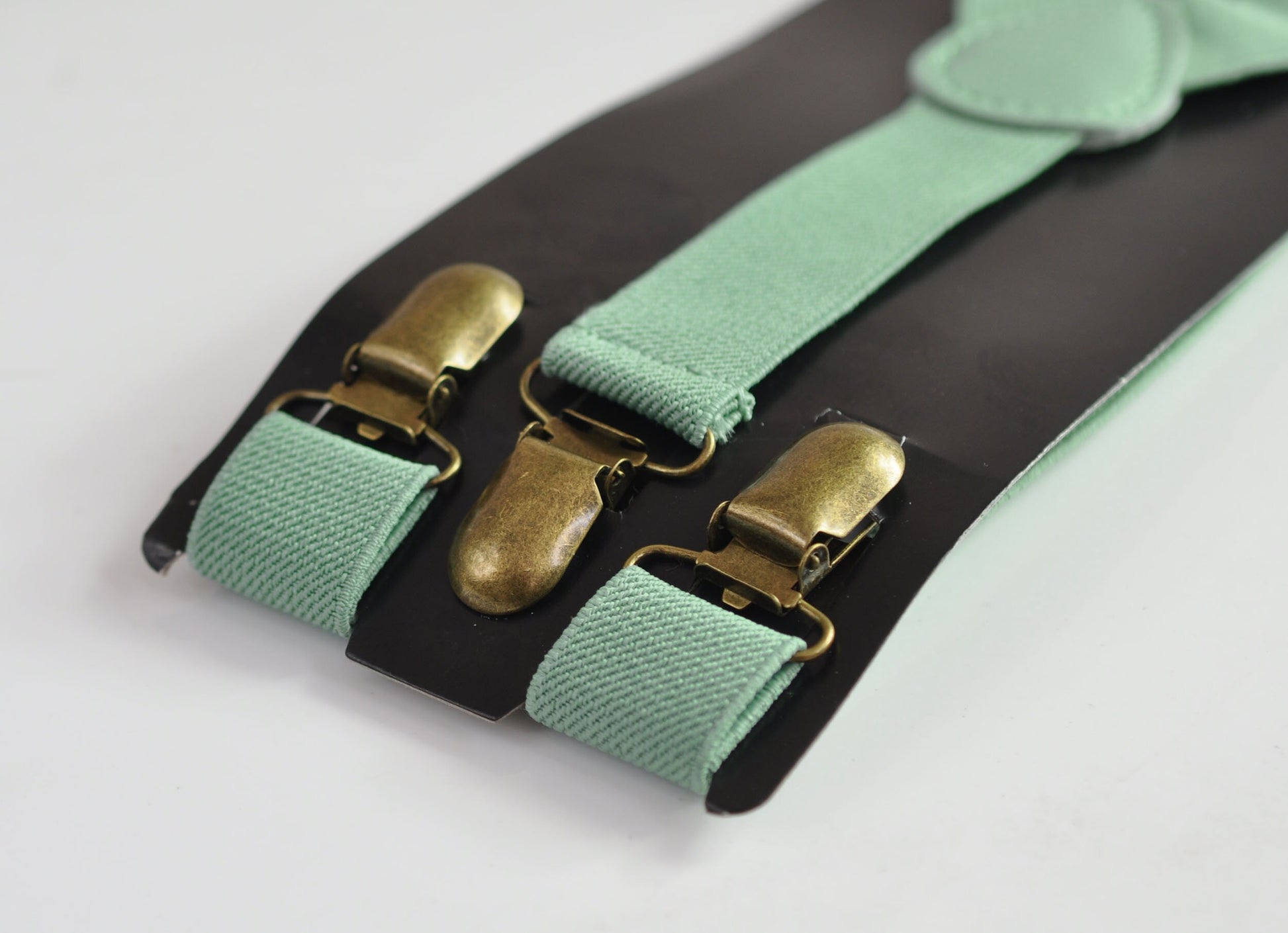 Tan Brown Cotton Bow tie Bowtie + Sage Green Elastic Suspenders Braces for Men / Youth Teenage/ Boys Kids / Baby Infant Toddler