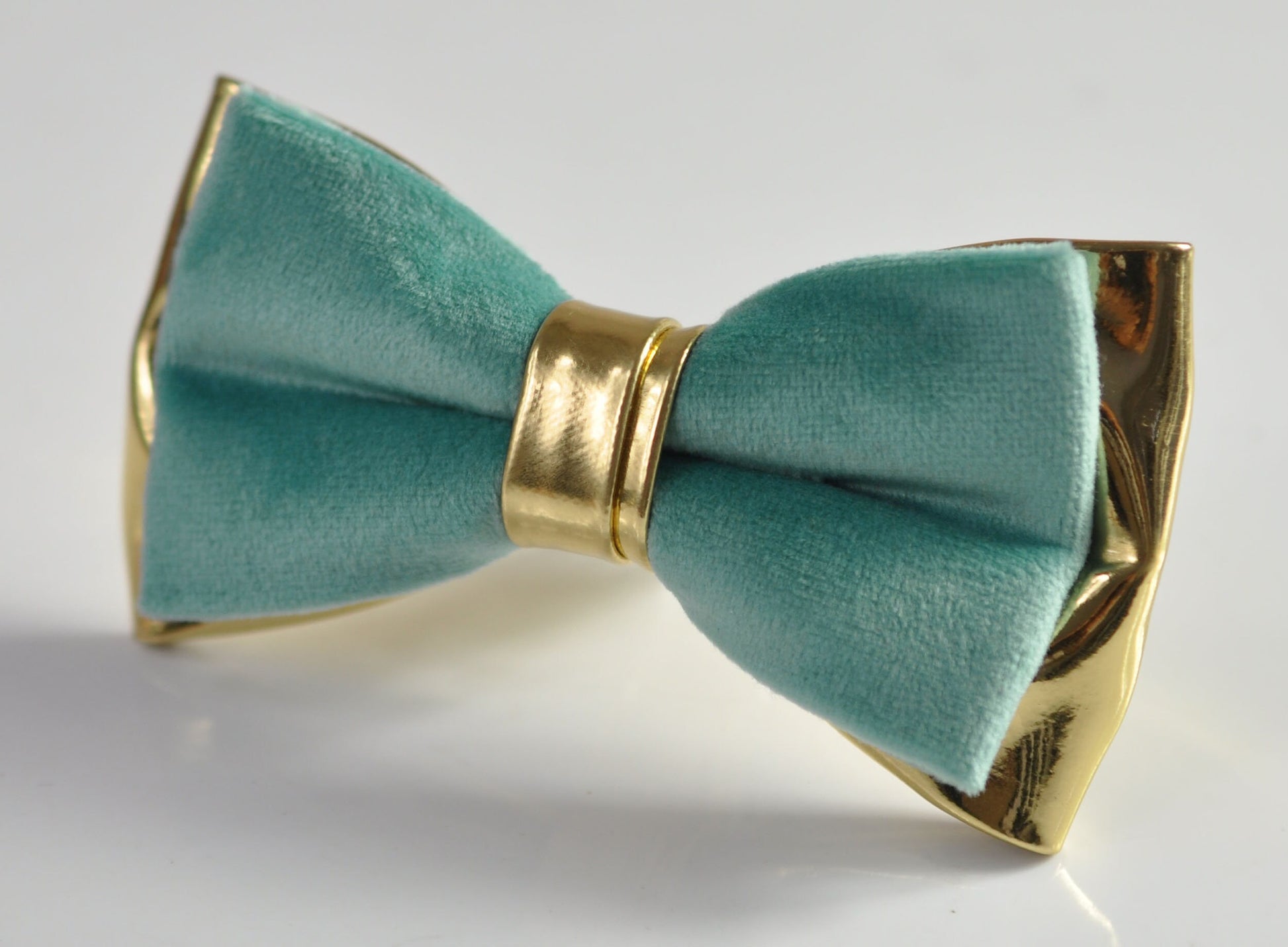 Sage Green Velvet + Gold Golden Faux Leather Pre tied Bow tie Bowtie for Men Adult / Youth Teenage / Boy Kids / Baby Infant