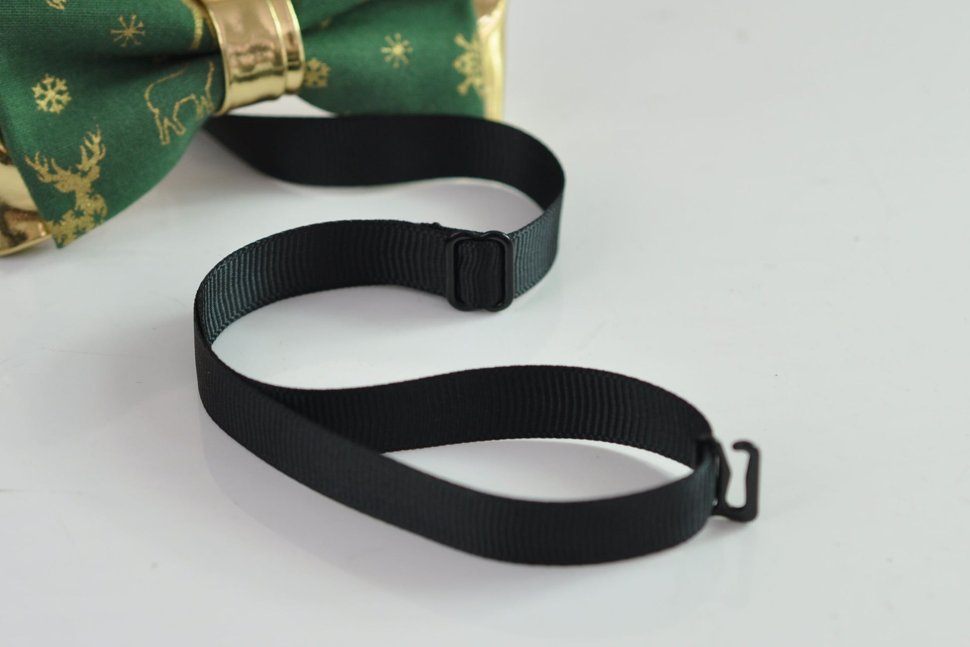 Xmas Christmas Elk Deer Green Gold Cotton Leather Bow tie + matched Suspenders Braces for Men / Youth / Boys Kids / Baby Infant Toddler