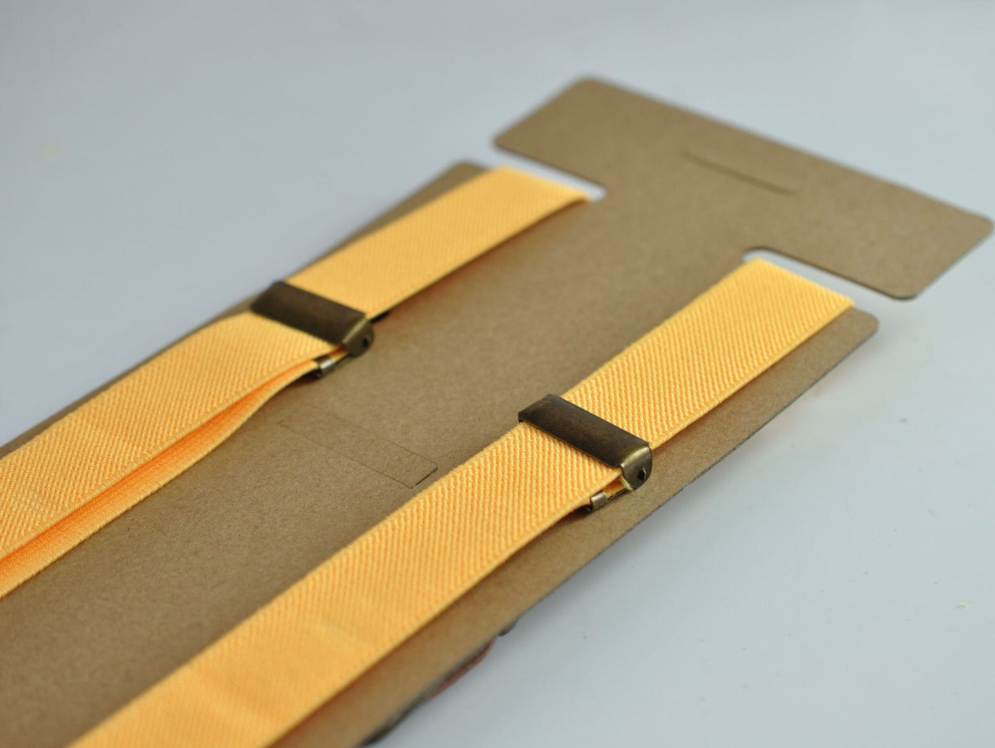25mm Wide Yellow Elastic Tan Faux Leather Adjustabale Suspenders Braces for Men / Youth / Boy Kids / Infant Toddler Baby