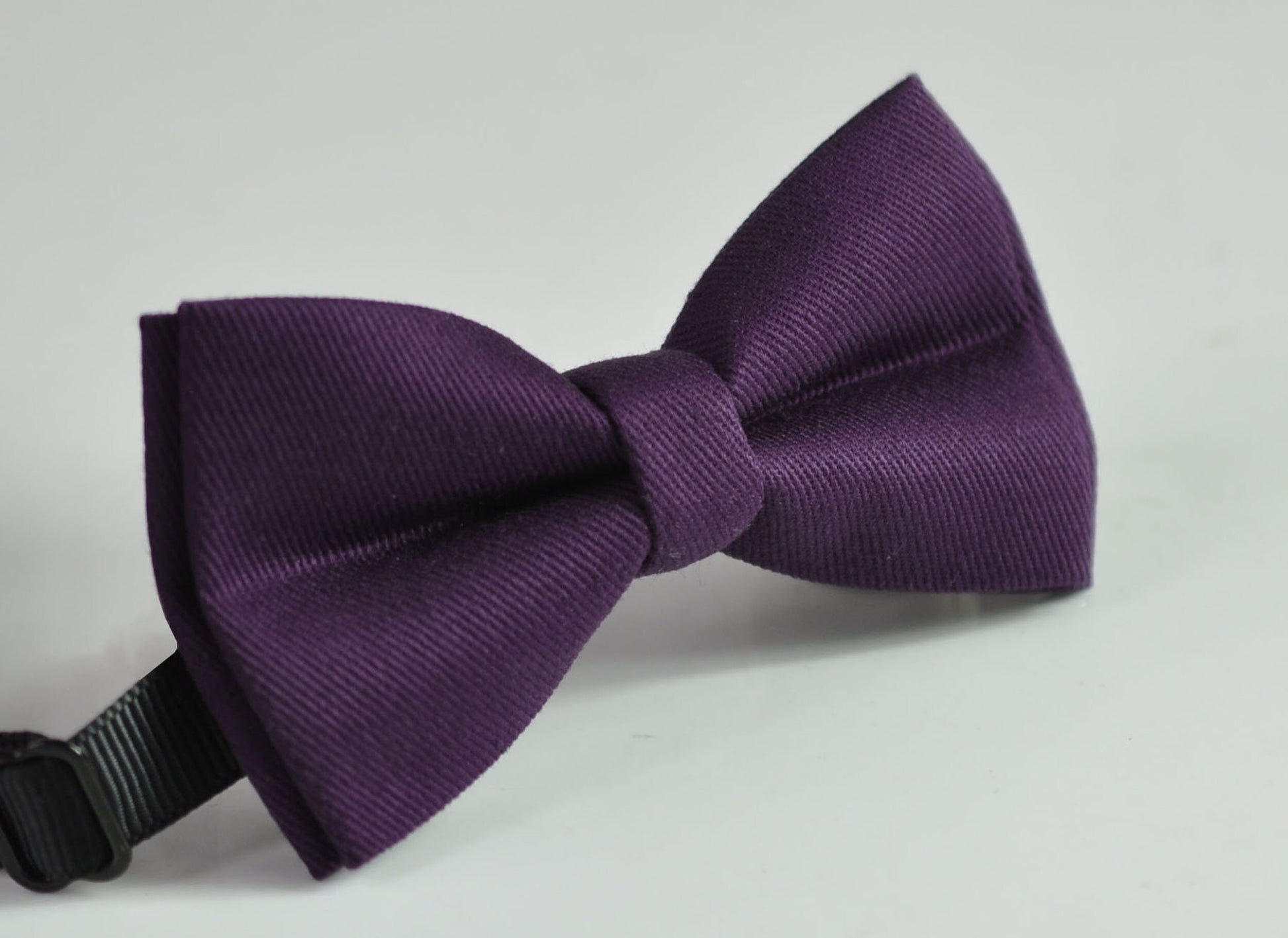 Eggplant Purple Dark Violet Purple Pretied Cotton Bow tie + Brown Leather Suspenders for Baby infant toddler / Kids Boy / Youth Teenage