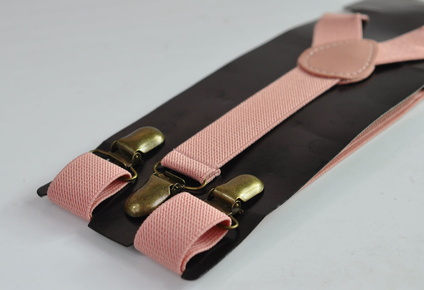 Hot Pink / Pink / Dusty Pink 25MM Elastic Y-Back Suspenders Braces Bronze Metal Clips for Men / Youth / Kids Boy /Toddler Baby Infant