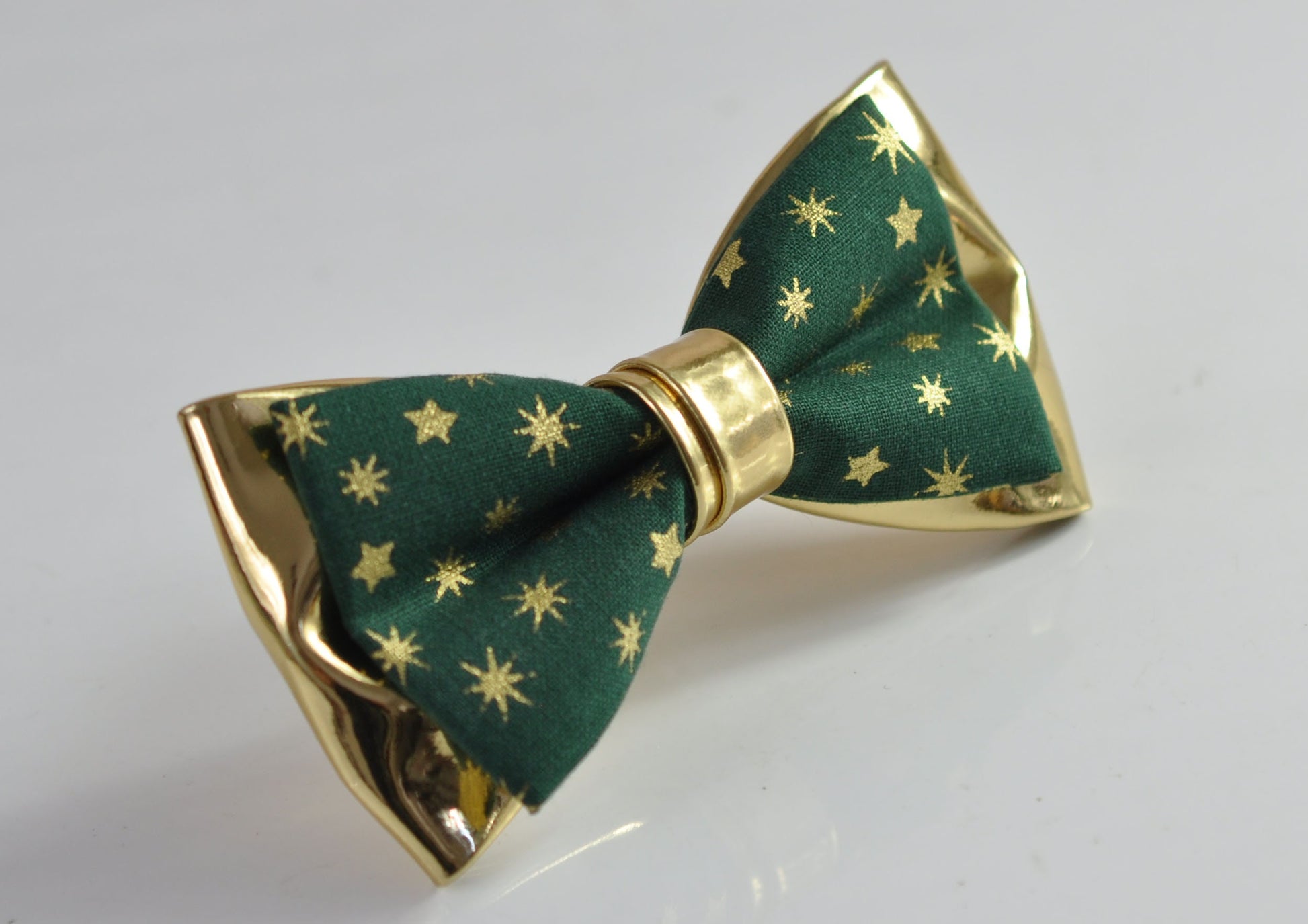 Xmas Christmas Snowflake Stars Gold Cotton Leather Bow tie +Elastic Tan Leather Suspenders Braces for Men / Youth / Boys Kids / Baby Toddler
