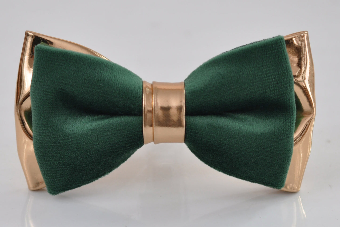 Dark Emerald Green Hunter Green Velvet Rose Gold Golden Faux Leather 2 Layers Bow tie for Men Adult / Youth Teenage / Boy Kids / Baby