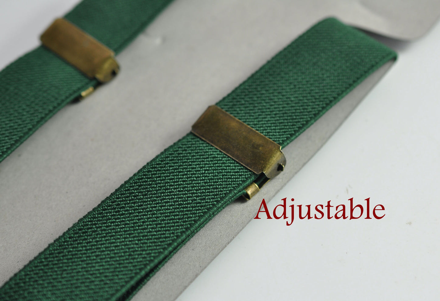 Emerald Green Hunter Green Velvet Gold Leather Bow tie + Green Elastic Suspenders Braces Men / Youth / Boys Kids / Baby Infant Toddler