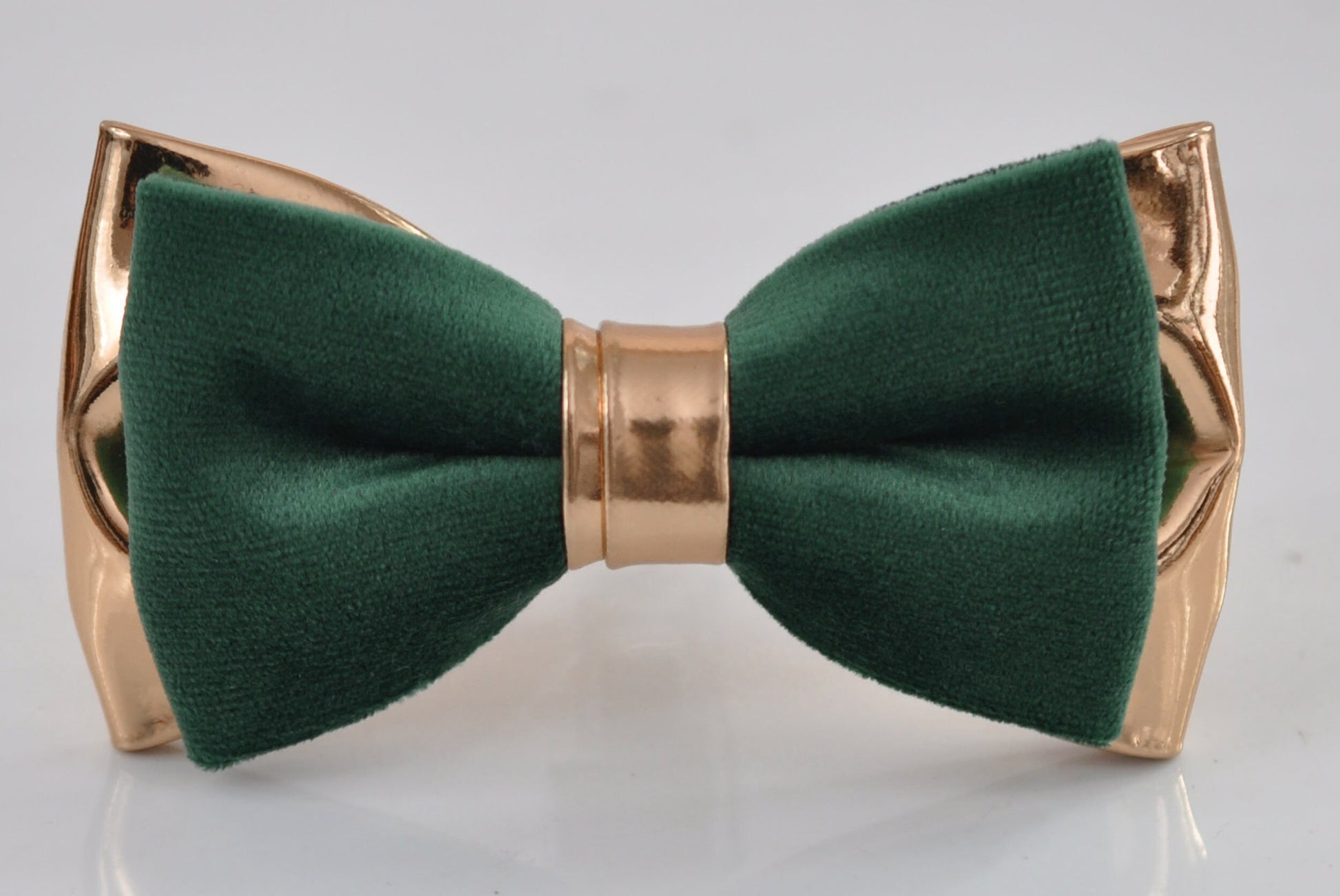 Emerald Green Hunter Velvet Rose Gold Leather Bow tie + Tan Brown Elastic Suspenders Braces Men / Youth / Boys Kids / Baby Infant Toddler