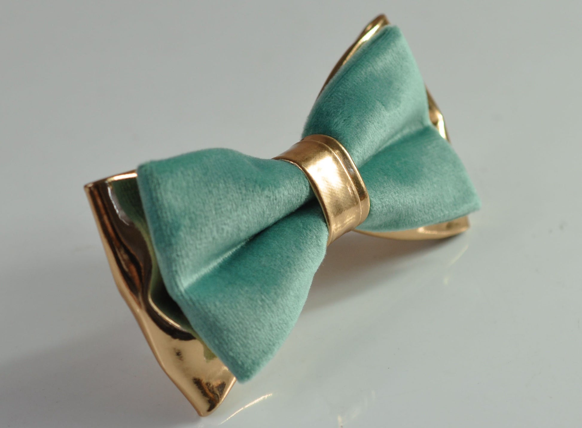 Sage Green Velvet Rose Gold Leather Bow tie + Elastic Suspenders Braces Men / Youth / Boys Kids / Baby Infant Toddler