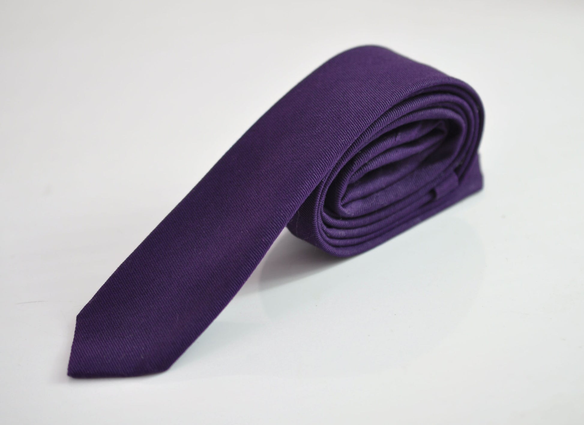 Men Women Unisex Eggplant Purple Dark Violet Purple Skinny 100% Cotton Necktie Neck Tie for Wedding Party Prom