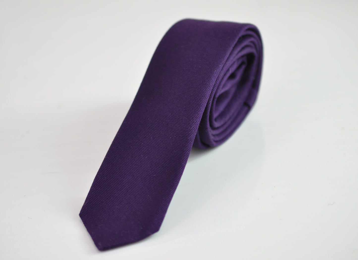 Men Women Unisex Eggplant Purple Dark Violet Purple Skinny 100% Cotton Necktie Neck Tie for Wedding Party Prom