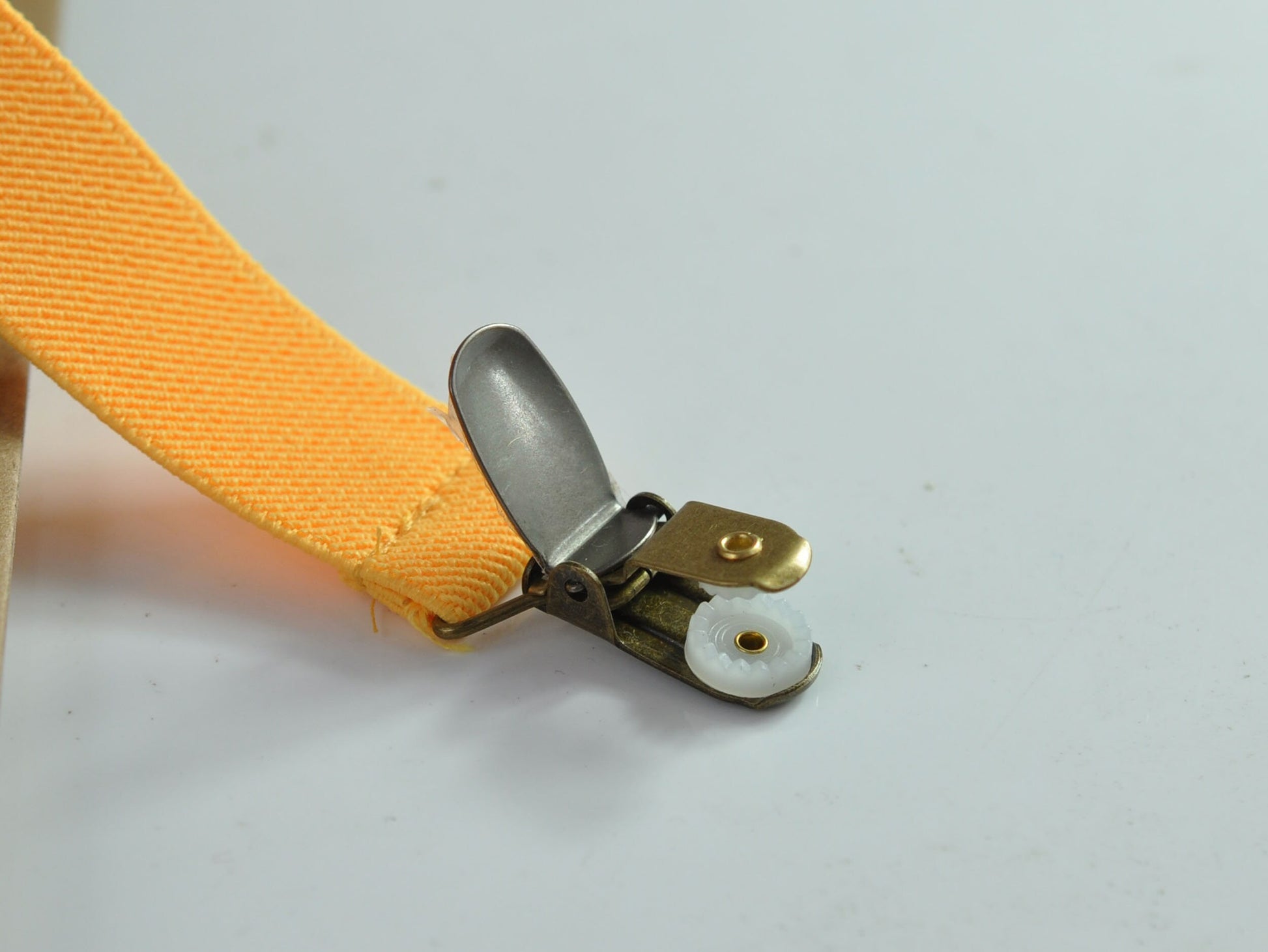 25mm Wide Yellow Elastic Tan Faux Leather Adjustabale Suspenders Braces for Men / Youth / Boy Kids / Infant Toddler Baby