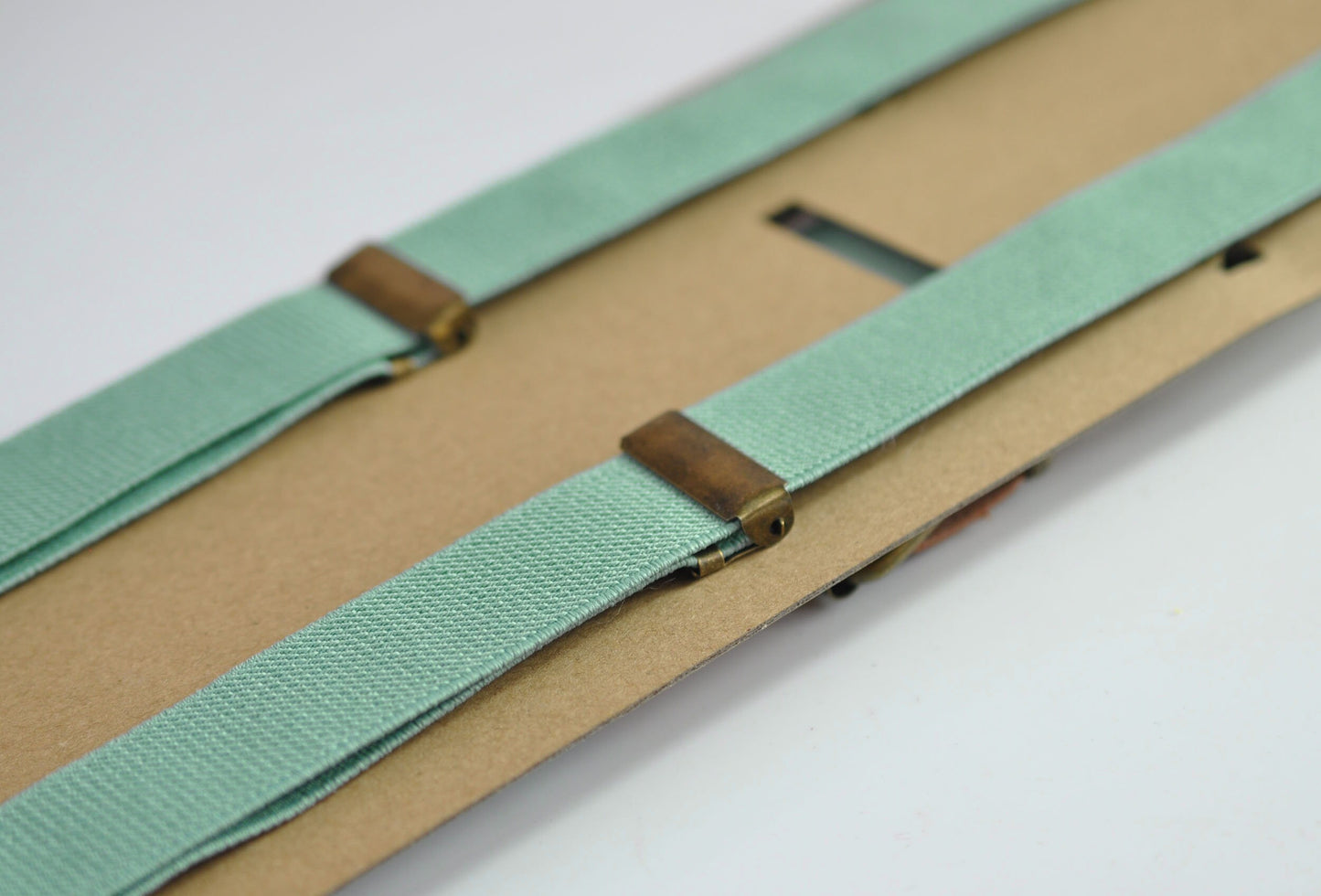 25mm Wide Dusty Sage Green Elastic Tan Faux Leather Adjustabale Suspenders Braces for Men / Youth / Boy Kids / Infant Toddler Baby