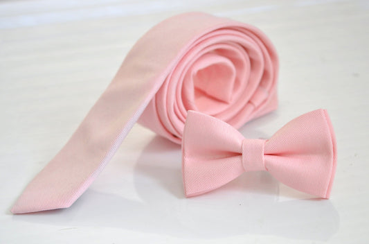 Men Women Unisex Baby Pink Light Pink Cotton Bow tie Bowtie Skinny Neck tie Necktie