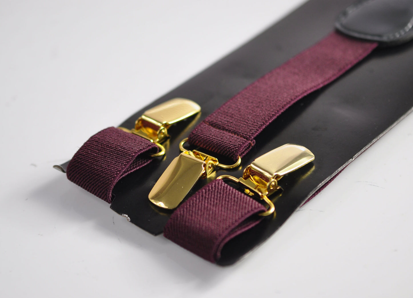 Dark Burgundy Wine Red 25MM Elastic Y-Back Suspenders Braces Gold Golden Metal Clips for Men Adult / Youth / Kids Boy /Toddler Baby Infant